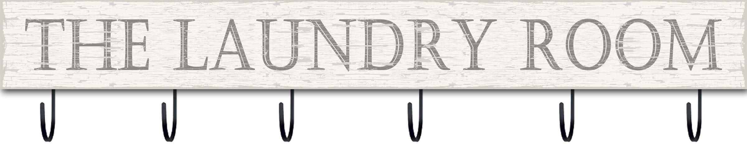 SIXTREES The Laundry Room Box Sign with Hooks