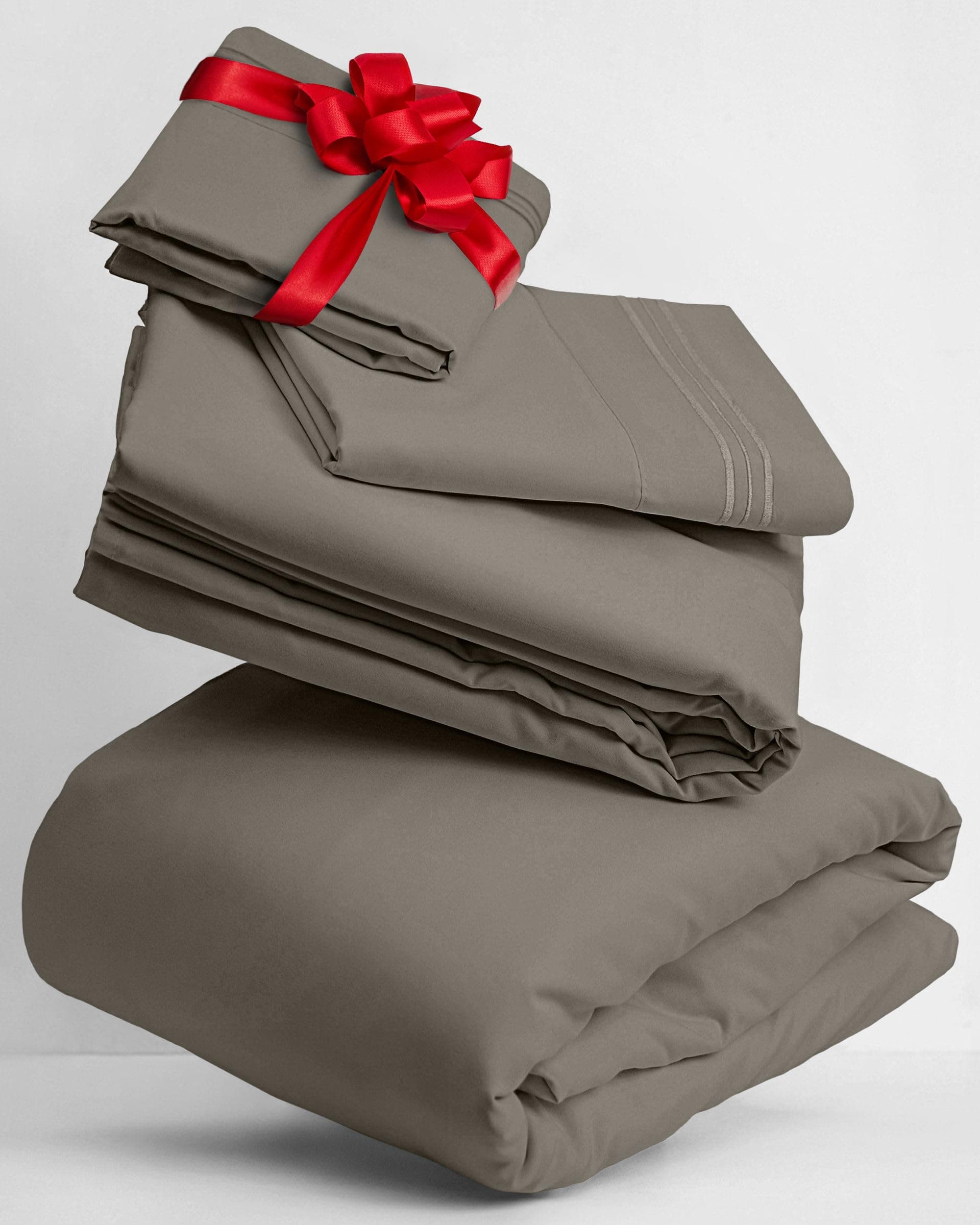 Mellanni Twin Sheets Set - 3 PC Iconic Collection Bedding Sheets & Pillowcases - Hotel Luxury, Extra Soft, Cooling Bed Sheets - Deep Pocket up to 16 inch (Twin, Taupe)