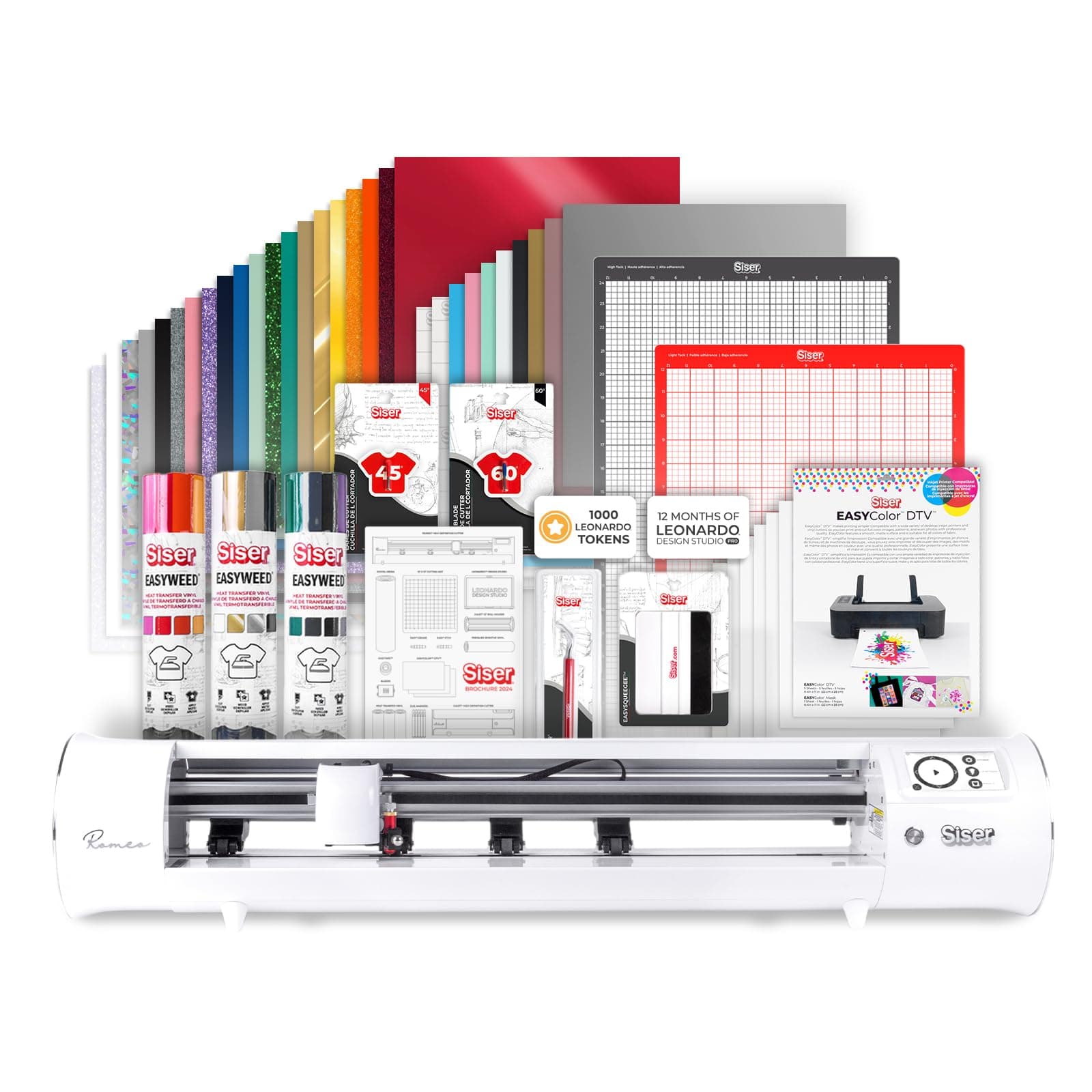 - Siser Romeo Essential Bundle - 24" Professional Cutting Machine for Vinyl, Paper, and More – WiFi Compatible with Windows & Mac - Includes Leonardo Design Studio Software, Roll Holder Accessory