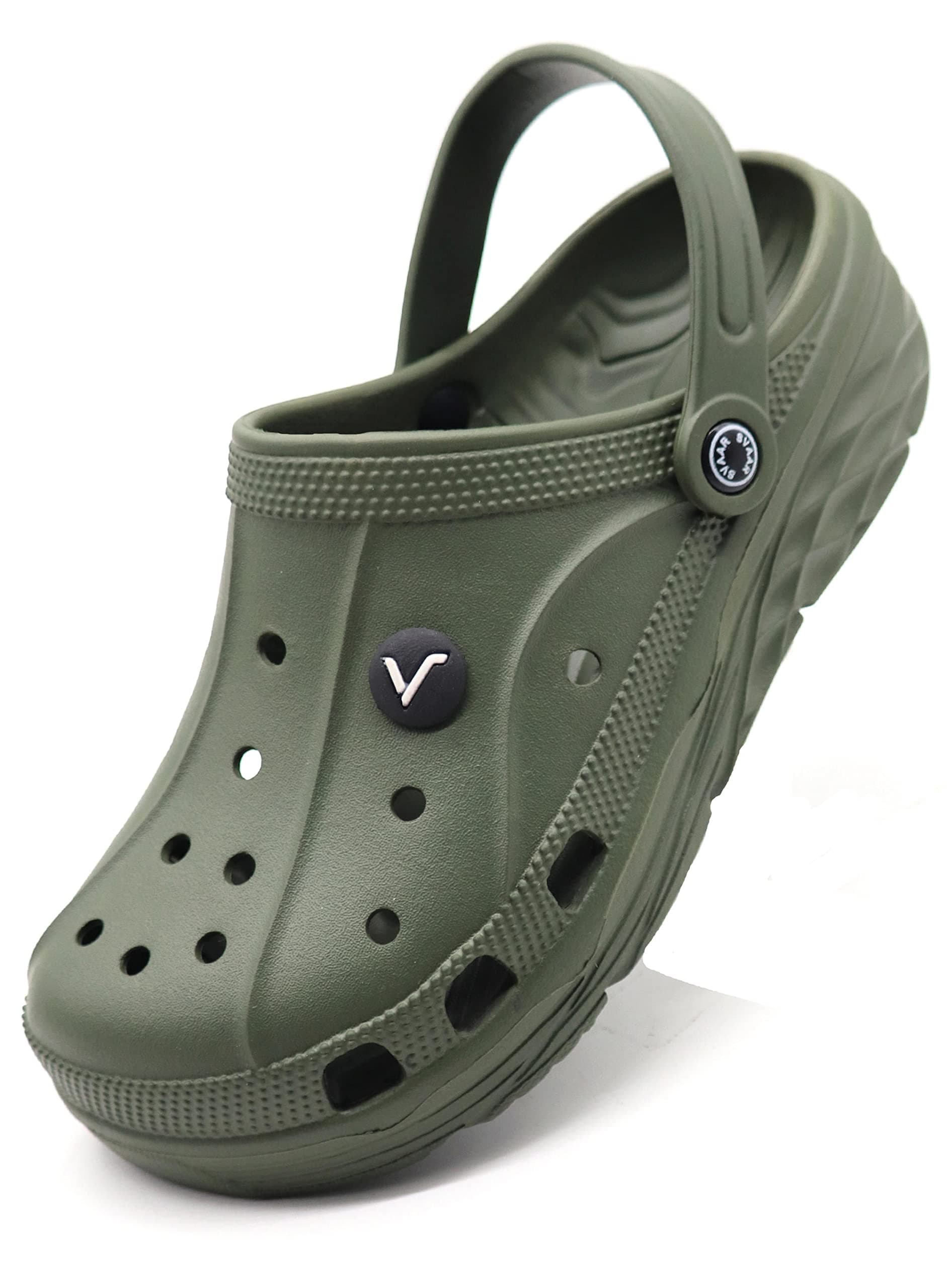 Men's Lightweight Classic Clogs, Sandals with Adjustable Back Strap for Men Olive Green