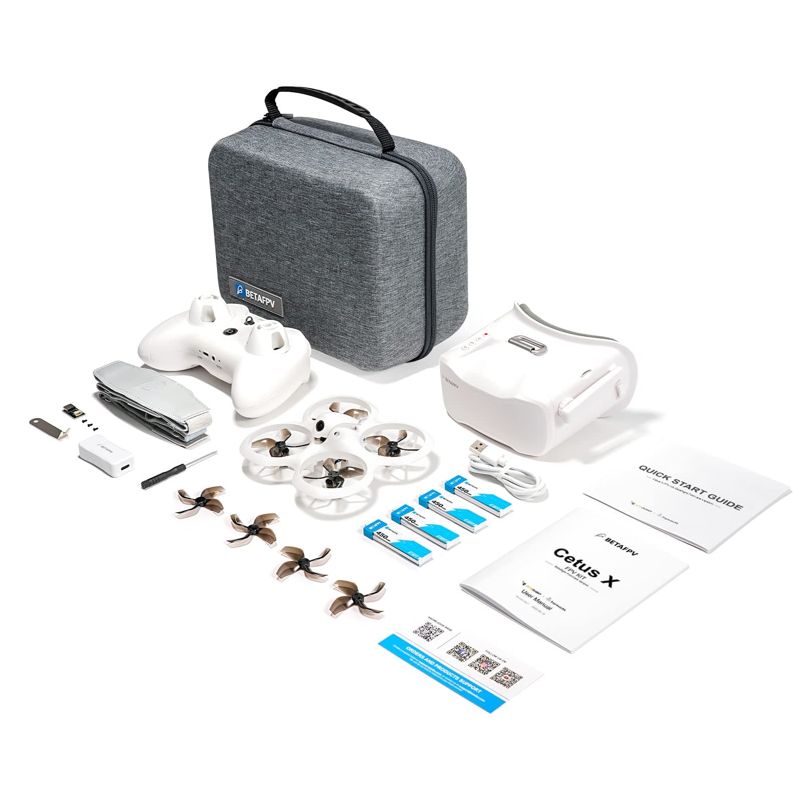 Cetus X FPV Kit with Betaflight FC LiteRadio 3 Transmitter C04 Cam VR03 Goggles with DVR Recording Function, Supported 2S Power Advanced RTF Kit for FPV Beginners to Fly Faster Further-ELRS V3