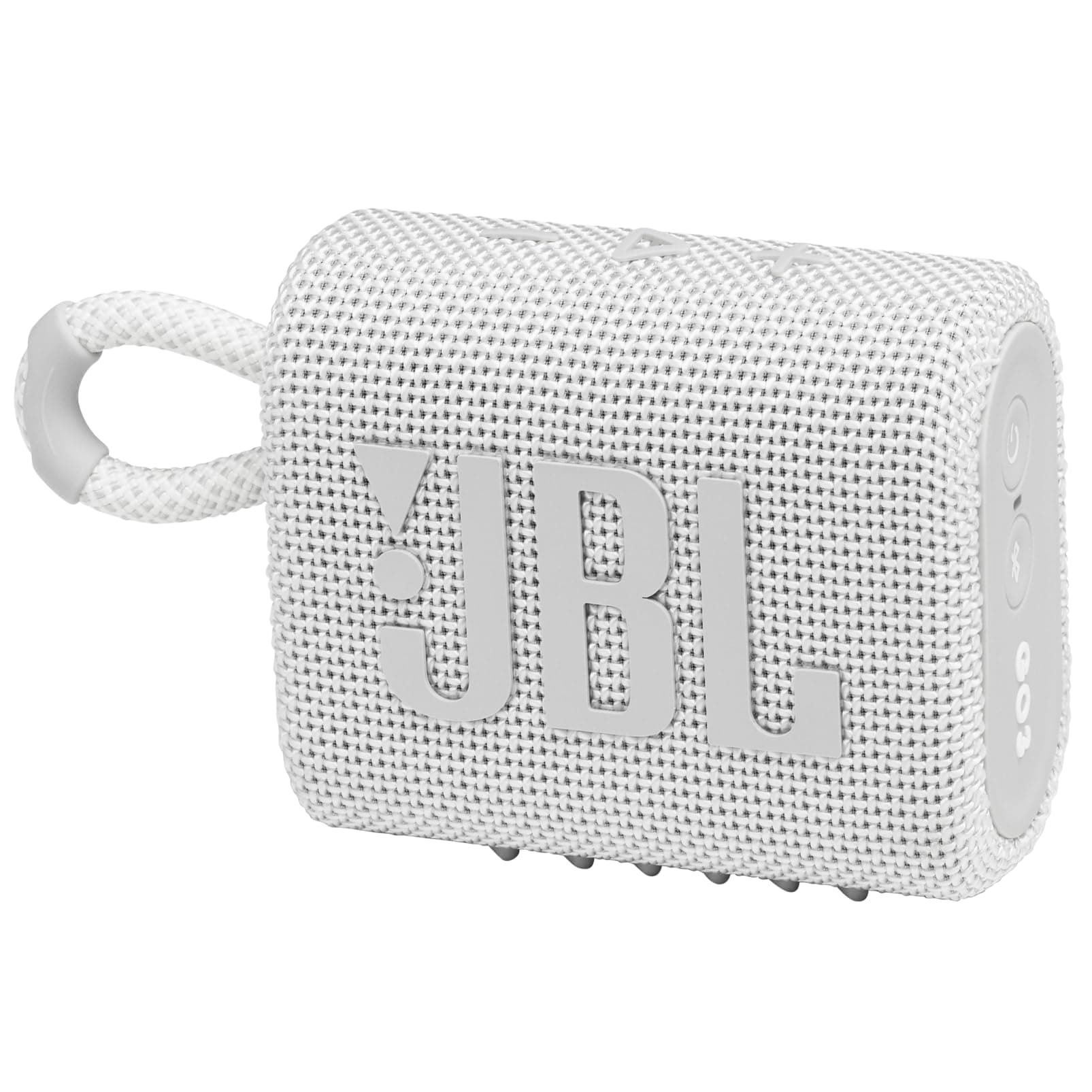 JBL GO 3 Wireless Bluetooth Portable Speaker with Integrated Loop for Travel with USB C Charging Cable, White