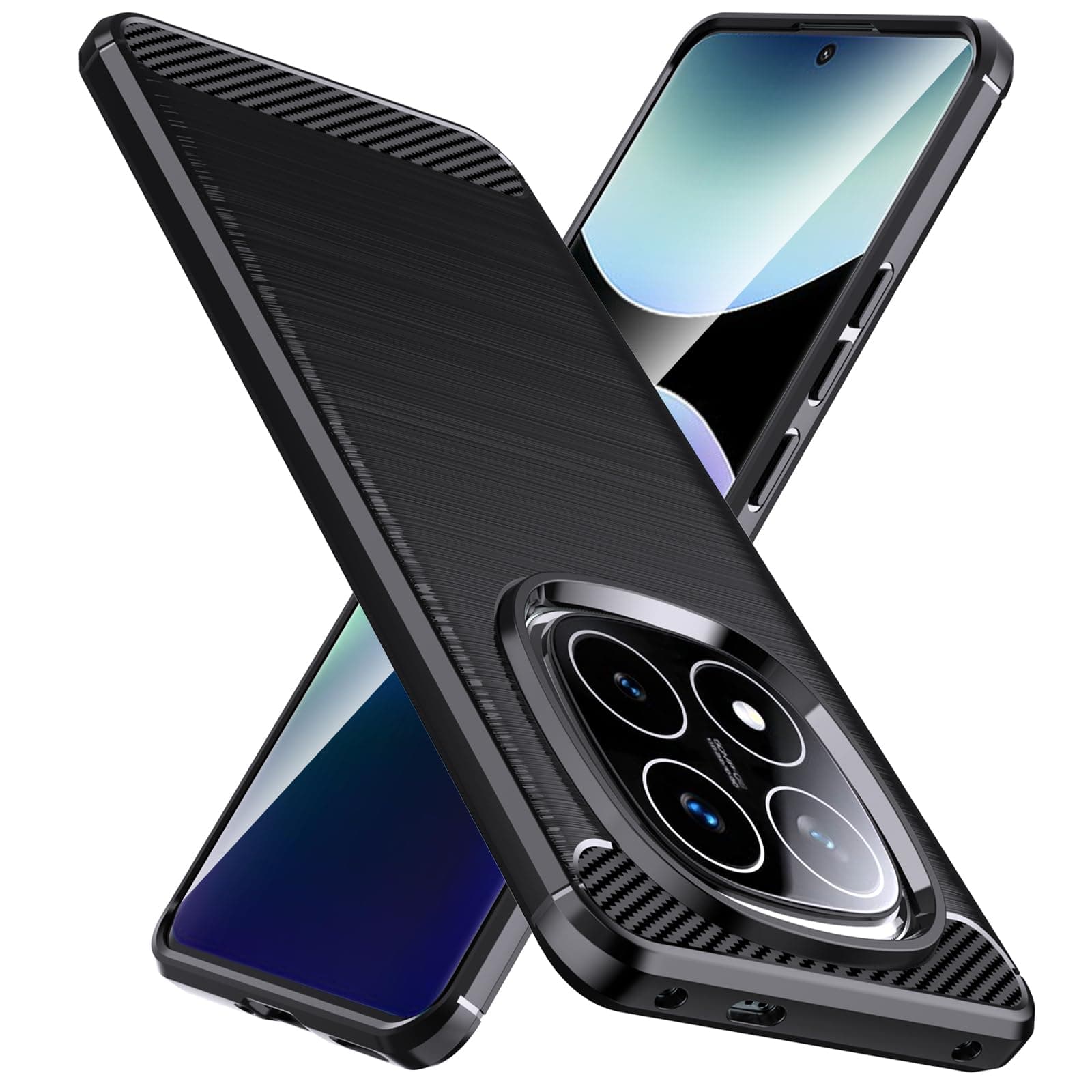 Natbok Designed for Redmi Note 14 Pro Plus 5G/14 Pro+ 5G/Note 14 Pro 5G/Poco X7 5G Case,Flexible TPU [Brushed Texture] [Anti-Slip] Shockproof Military Protection Bumper Slim Phone Case, Black