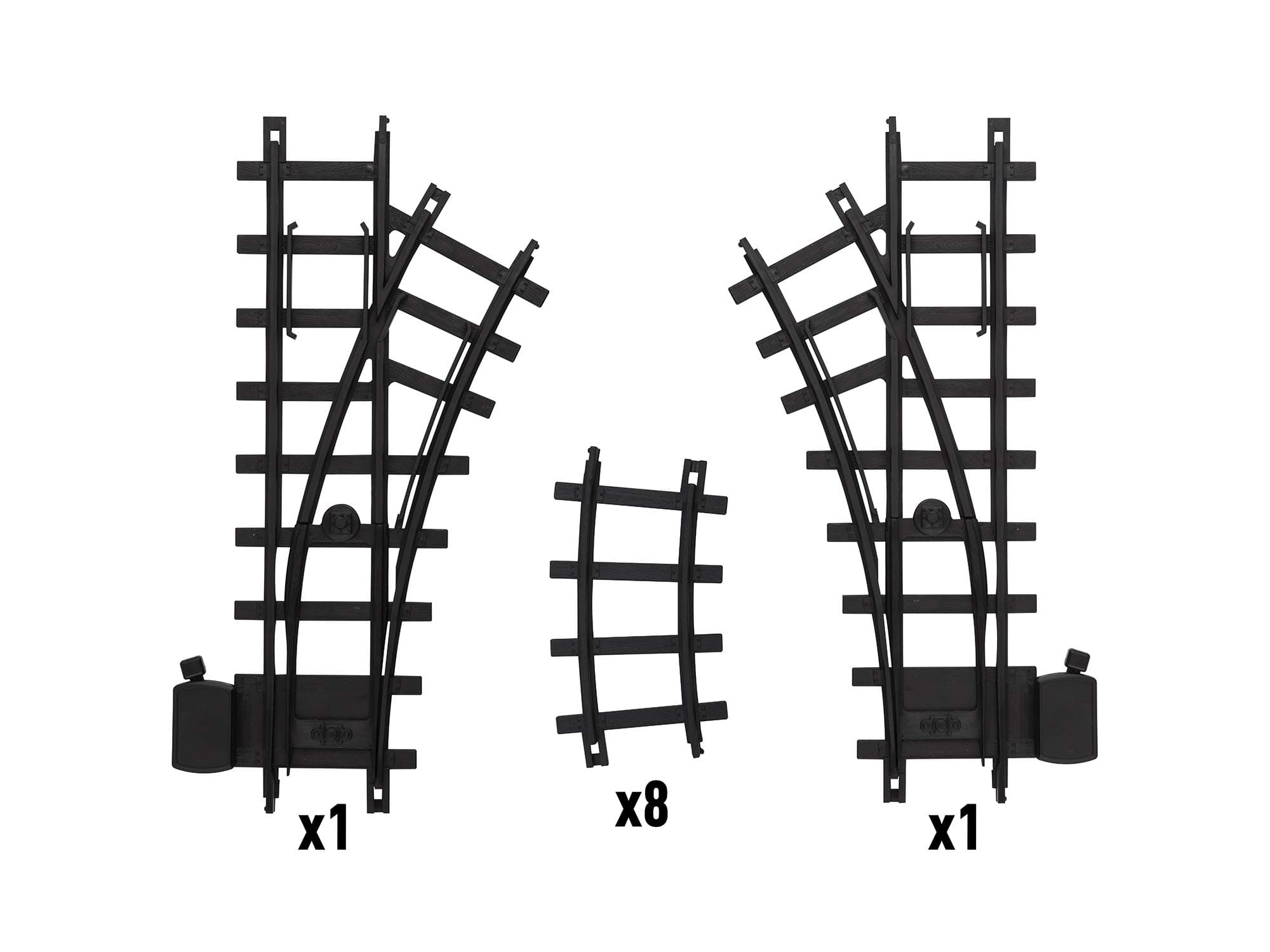 Ready-to-Play Inner Loop 10 Piece Model Train Track Pack – Black 2-Rail Plastic Ready-to-Play Expansion Track for Battery-Powered 1:24 Scale Train Sets, Ages 4+
