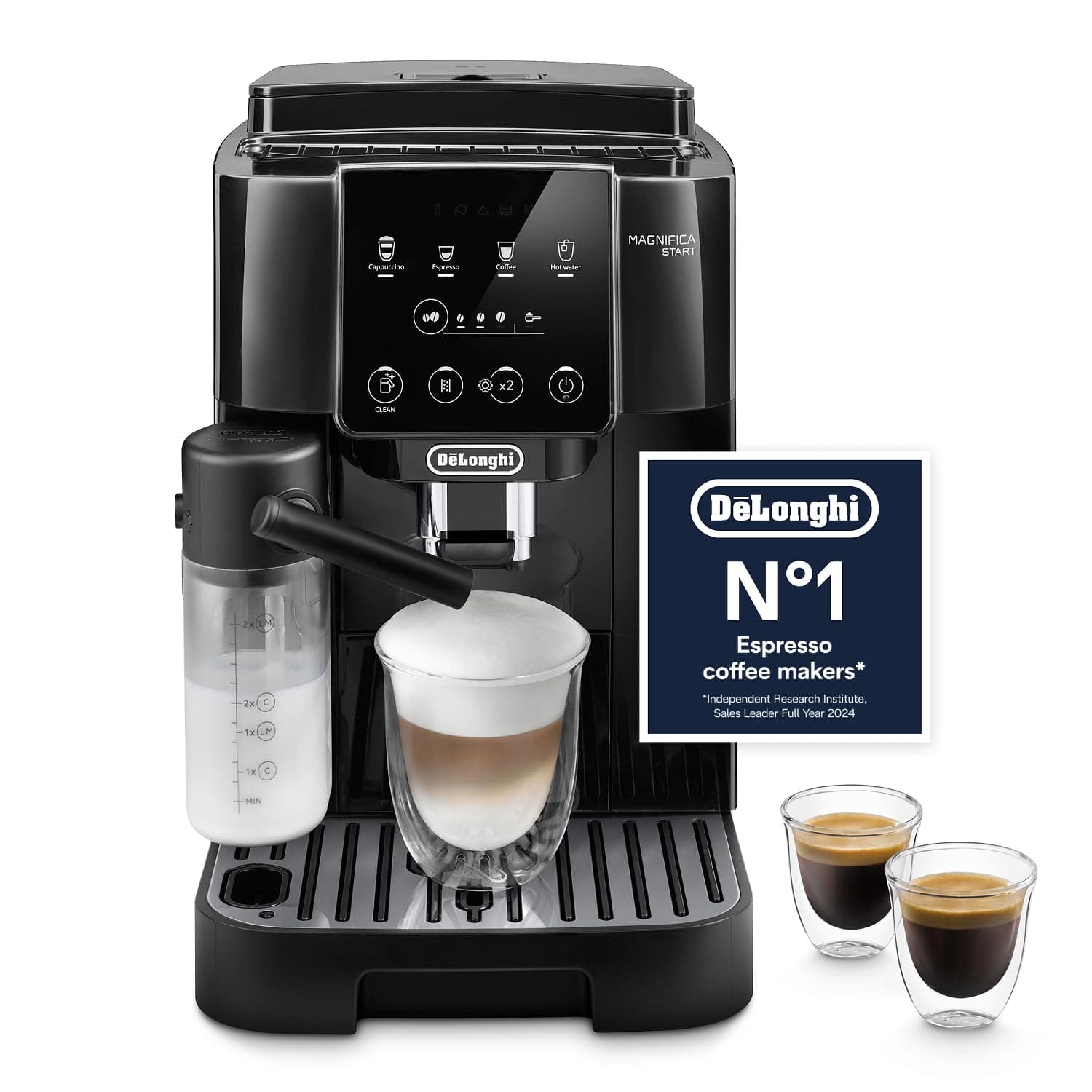 De'Longhi Magnifica Start ECAM220.60.B, Fully Automatic Bean to Cup Coffee Machine with 4 One-Touch Recipes, Soft-Touch Control Panel, Auto Milk, 1450W, Black