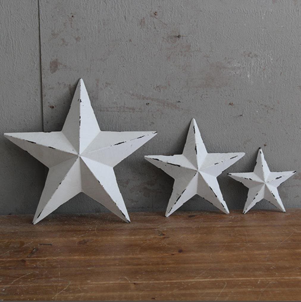 Retro Do the old Iron Five-pointed star Three-dimensional wall Decorative background wall 33 * 33 * 5cm, 22 * 22 * 4cm, 15 * 15 * 3cm Multiple Color Options (white, yellow, black, blue, red£©, white