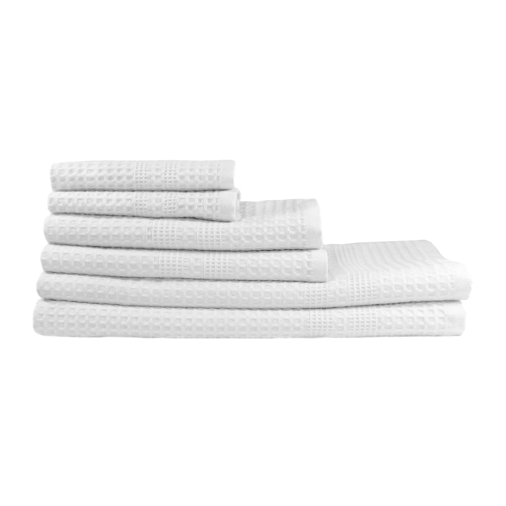 - GILDEN TREE Waffle Towel Set Quick Dry Thin | 2 Bath Towels | 2 Hand Towels | 2 Washcloths, Classic Style (White)