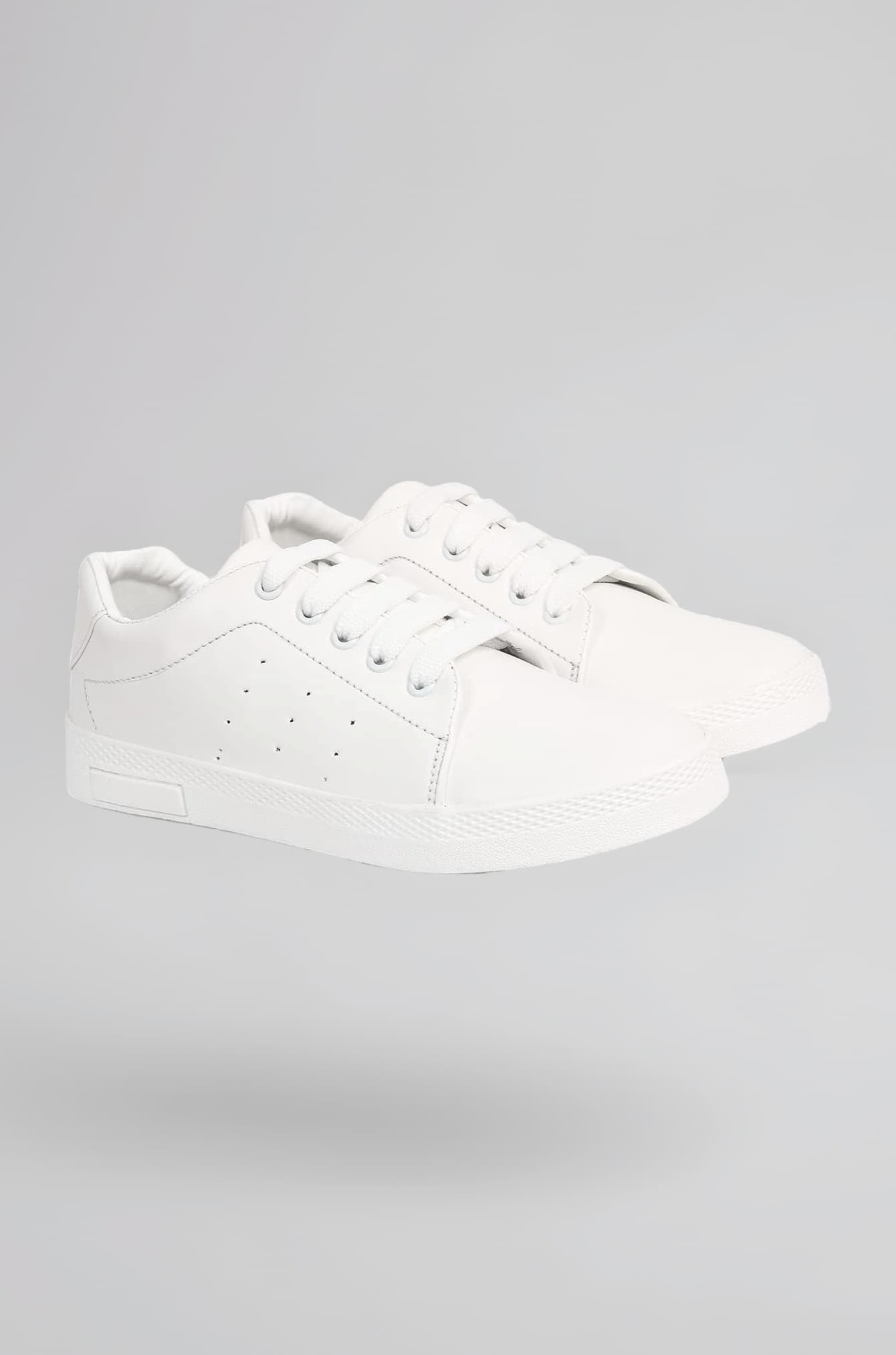 Solid White Sneaker Shoes for Women