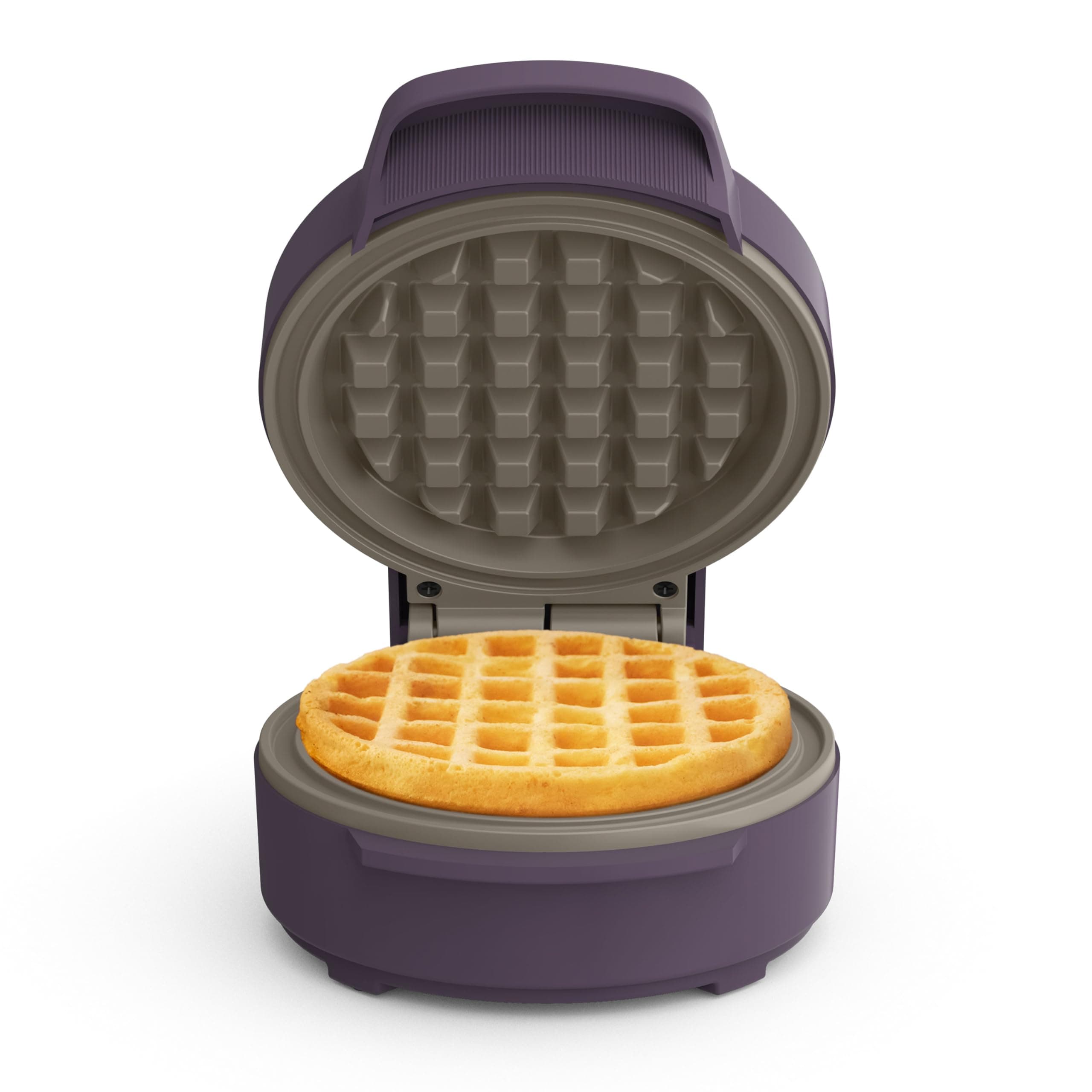 Snack-n-Store Mini Waffle Maker, EverGood™ Ceramic Nonstick Coating, Cord Wrap, Ready Indicator Light & Cool Touch Handles, Stackable Design & Customizable Plates, 350 Watt, Plum
