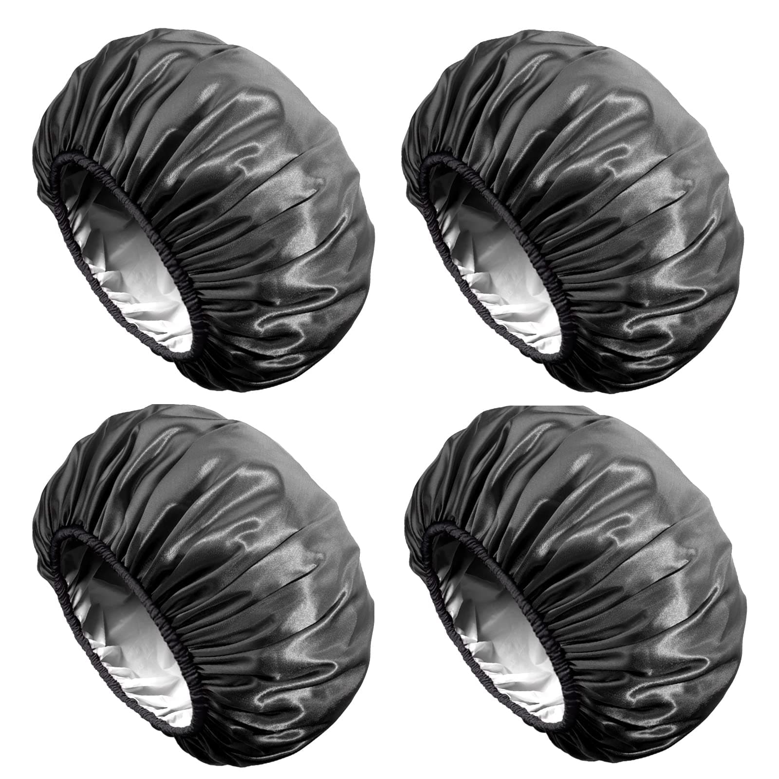 4-PACK Black Shower Cap