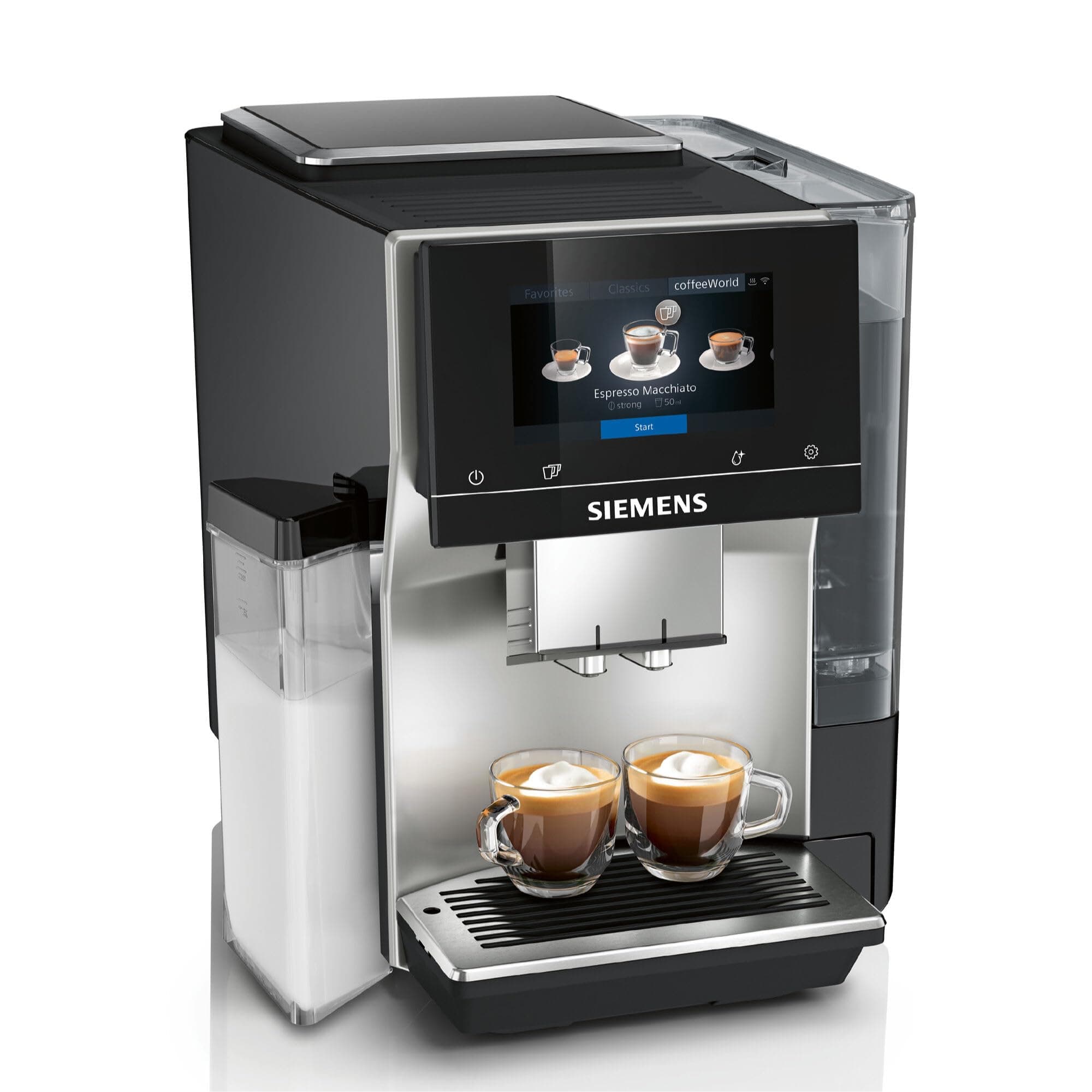 – SIEMENS EQ700 Fully Automatic Bean to Cup Coffee Machine, 5" Touch Screen Display, Cold Brew/Slow Brew, Integrated Milk Container, 30+ Coffee Beverages, Home Connect, TQ713GB3