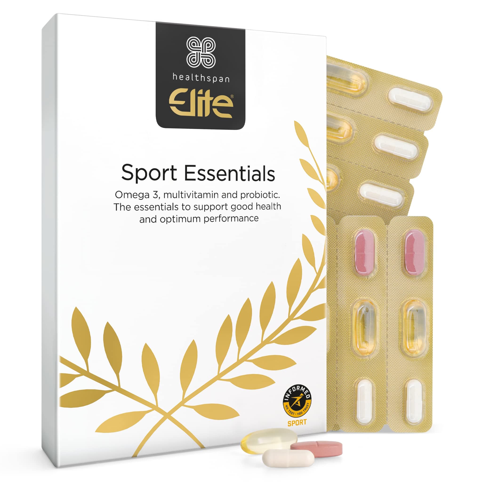 Sport Essentials Multivitamin | 28 Day Supply | All Blacks Official Partner | 3 Essential Supplements | A-Z Multivitamin | Probiotic | Omega 3 | Informed Sport Accredited