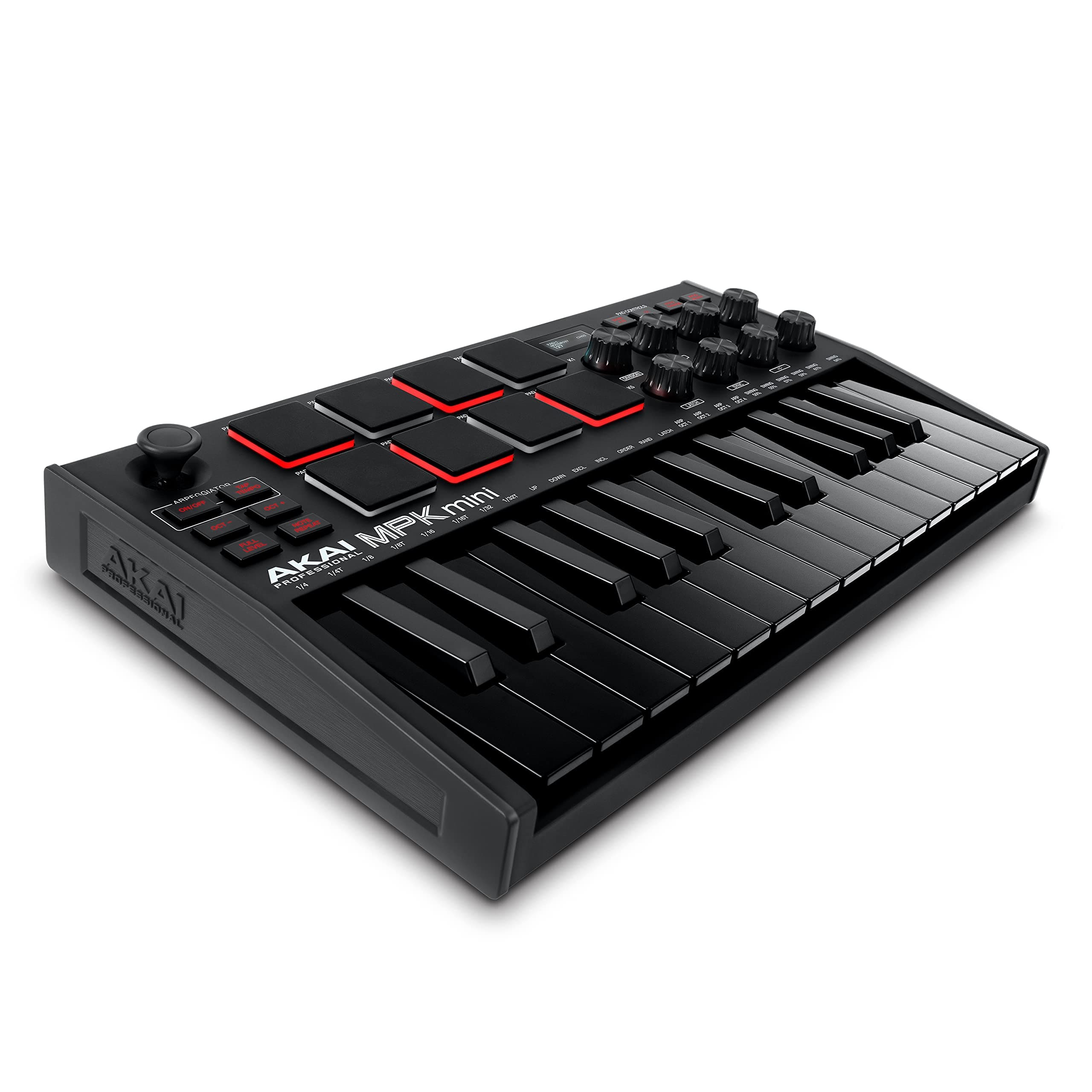 MPK Mini MK3-25 Keys USB MIDI Keyboard Controller with 8 Backlit Drum Pads, 8 Buttons, Music Production Software and Native Instruments Sound Package (NKS Integration), Black