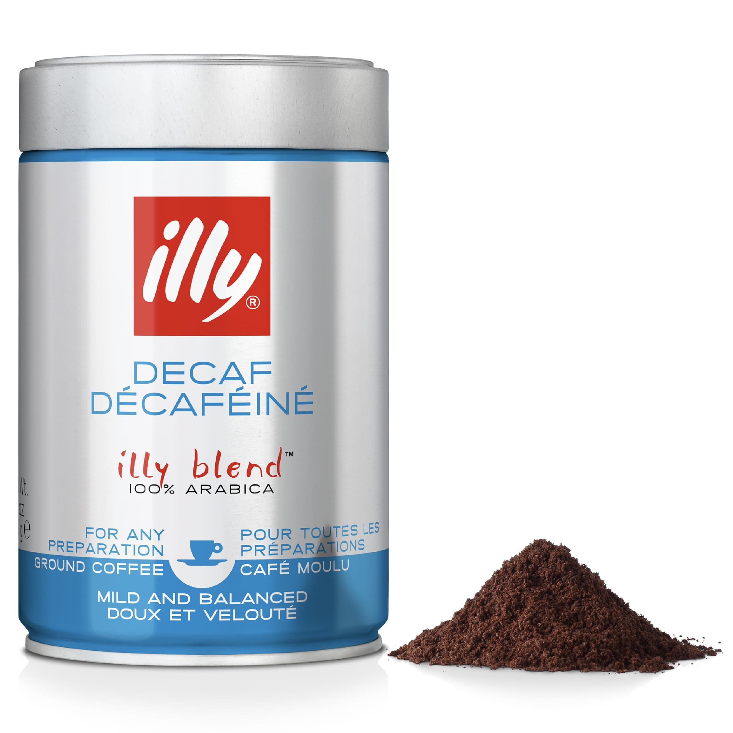 Decaffeinated Ground Coffee, Medium Roast, 100% Arabica, Suitable for Espresso, Moka Pot, Filter & Cafetiere, Low Caffeine, 250g Tin
