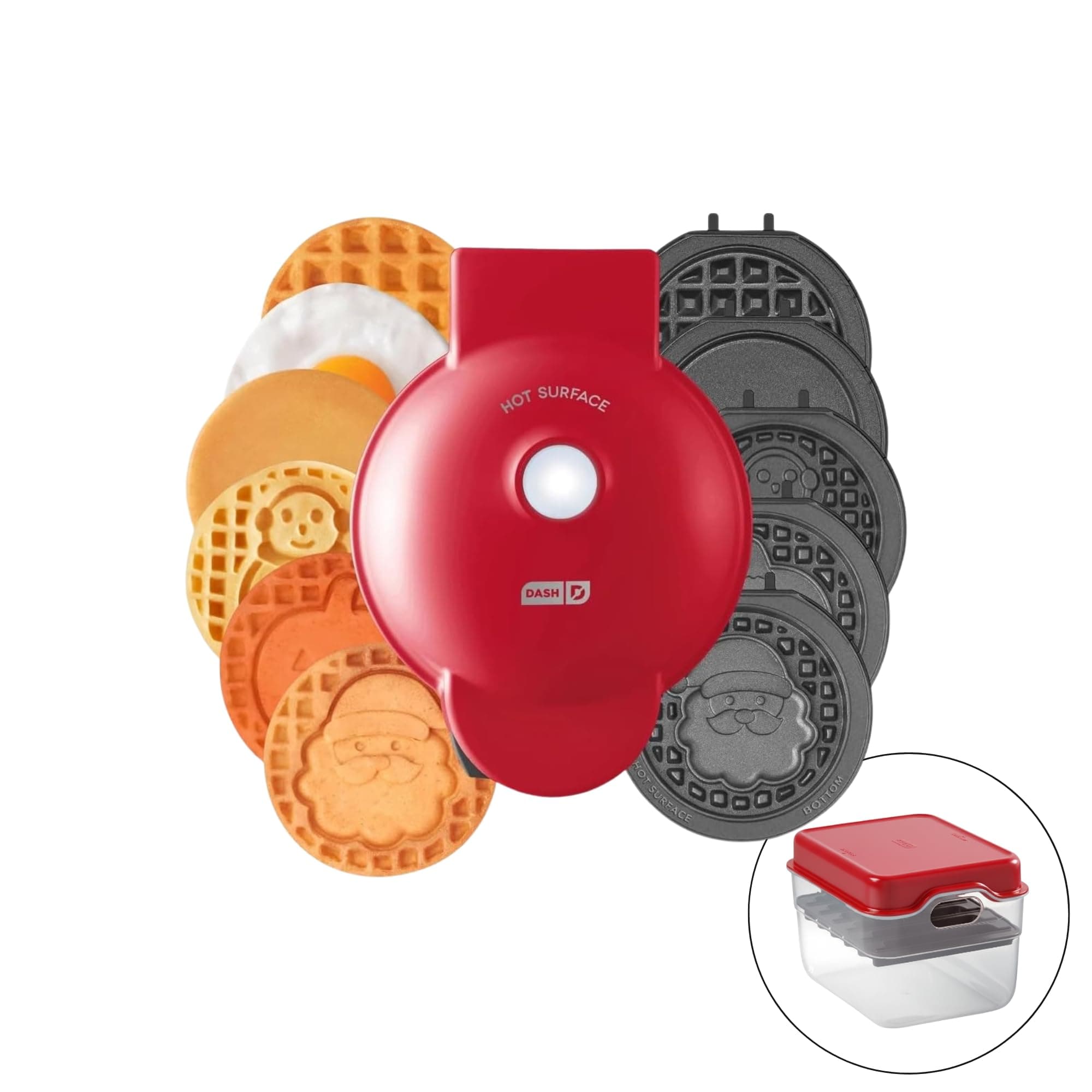 Multimaker with 7 Removable Plates - Waffle Maker and Griddle + 3 Themed Plates - Santa Claus, Pumpkin, Snowman, Mini Waffle for Halloween and Christmas - for Kids and