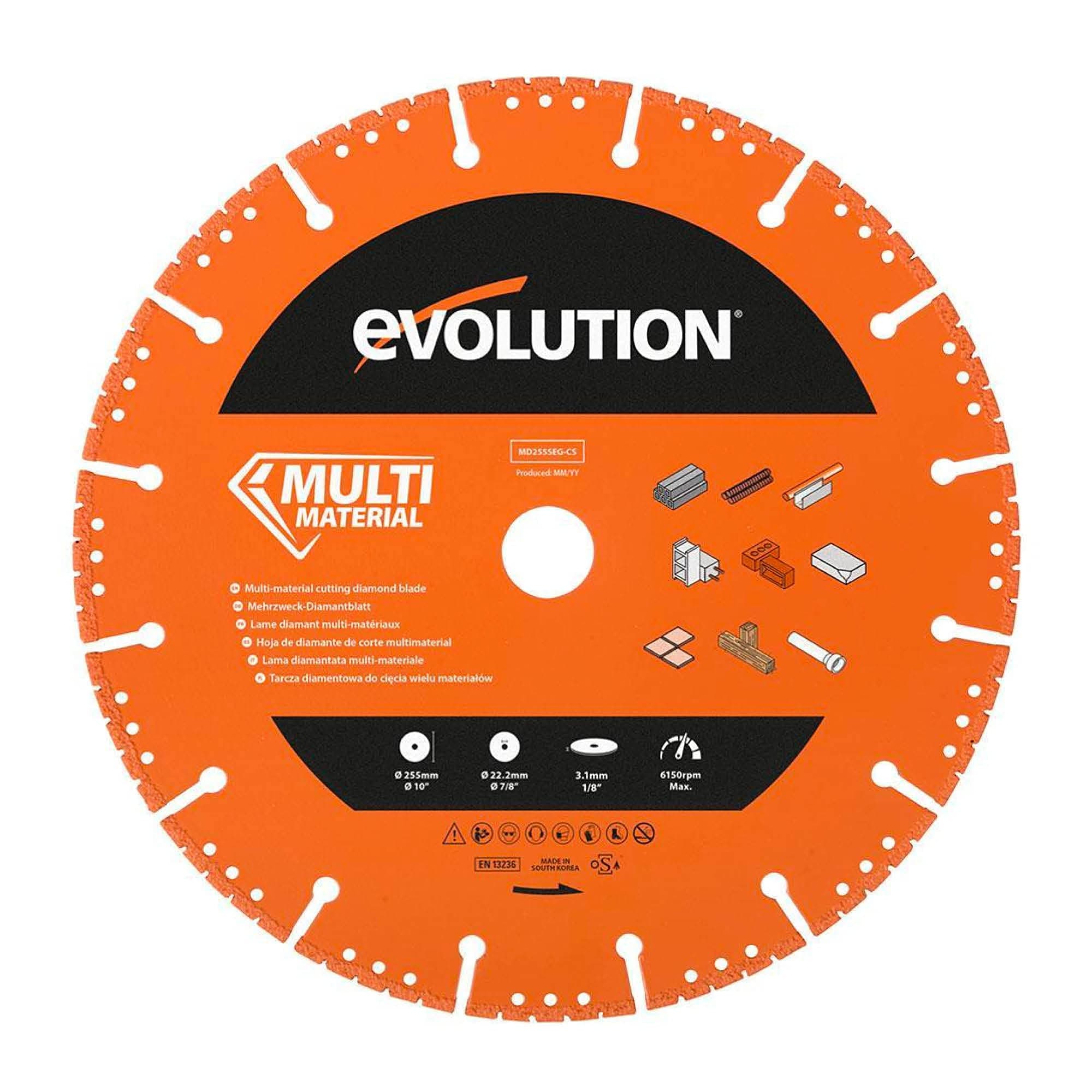 MD255SEG-CS Multi Material Diamond Blade For Disc Cutters - Segmented Rim Removes Debris From Cut - Ideal for Cutting Metal, Brick, Tiles and Plastic, 255 mm