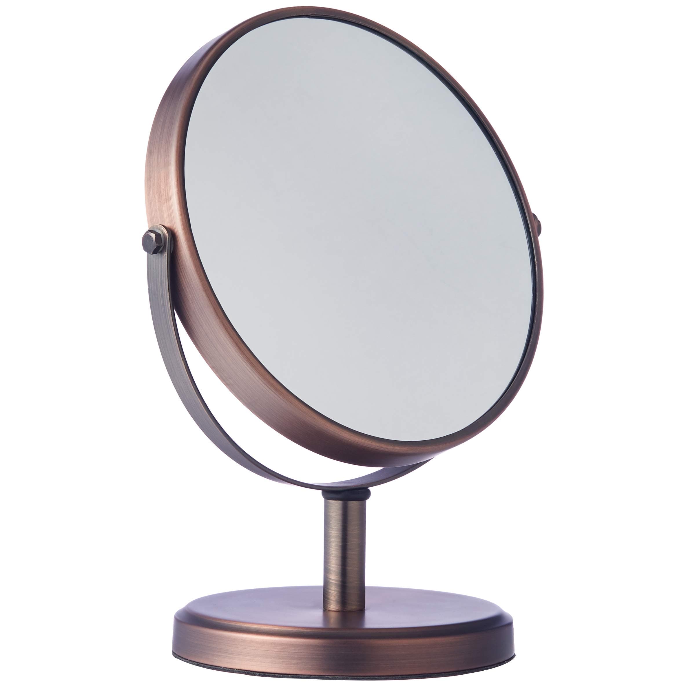 Amazon Basics Dual Sided Modern Vanity Mirror, 6’’(15 cm) 360° Swivel Magnifying, Bronze