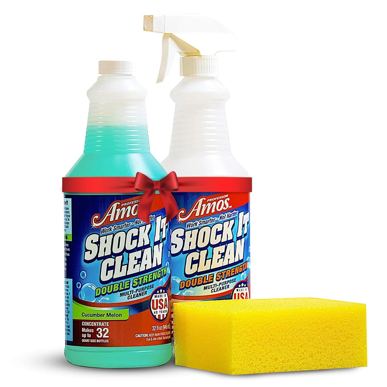 Shock It Clean MultiPurpose Cleaner Double Strength Concentrate All Purpose Carpet, Jewelry, Upholstery, Leather, Stain Remover & Floor Cleaner (Cucumber Melon 32 Oz)
