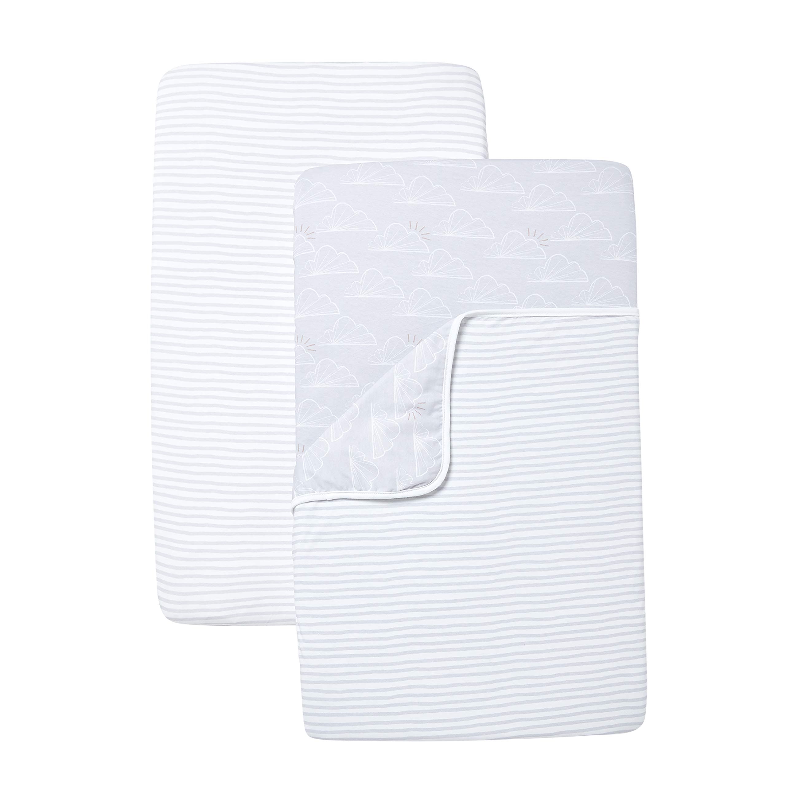 Shnuggle Crib Sheet & Blanket Set – 2 Fitted Crib Sheets & 1 Reversible Blanket – 100% Cotton Bedding for Bedside Cribs Compatible with SnuzPod, Next2Me & Tutti Bambini CoZee