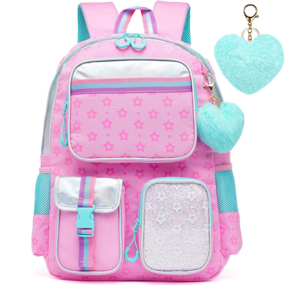 Meetbelify Girls Backpack School Backpack for Elementary School Cute Backpack 8-10 Years, Pink