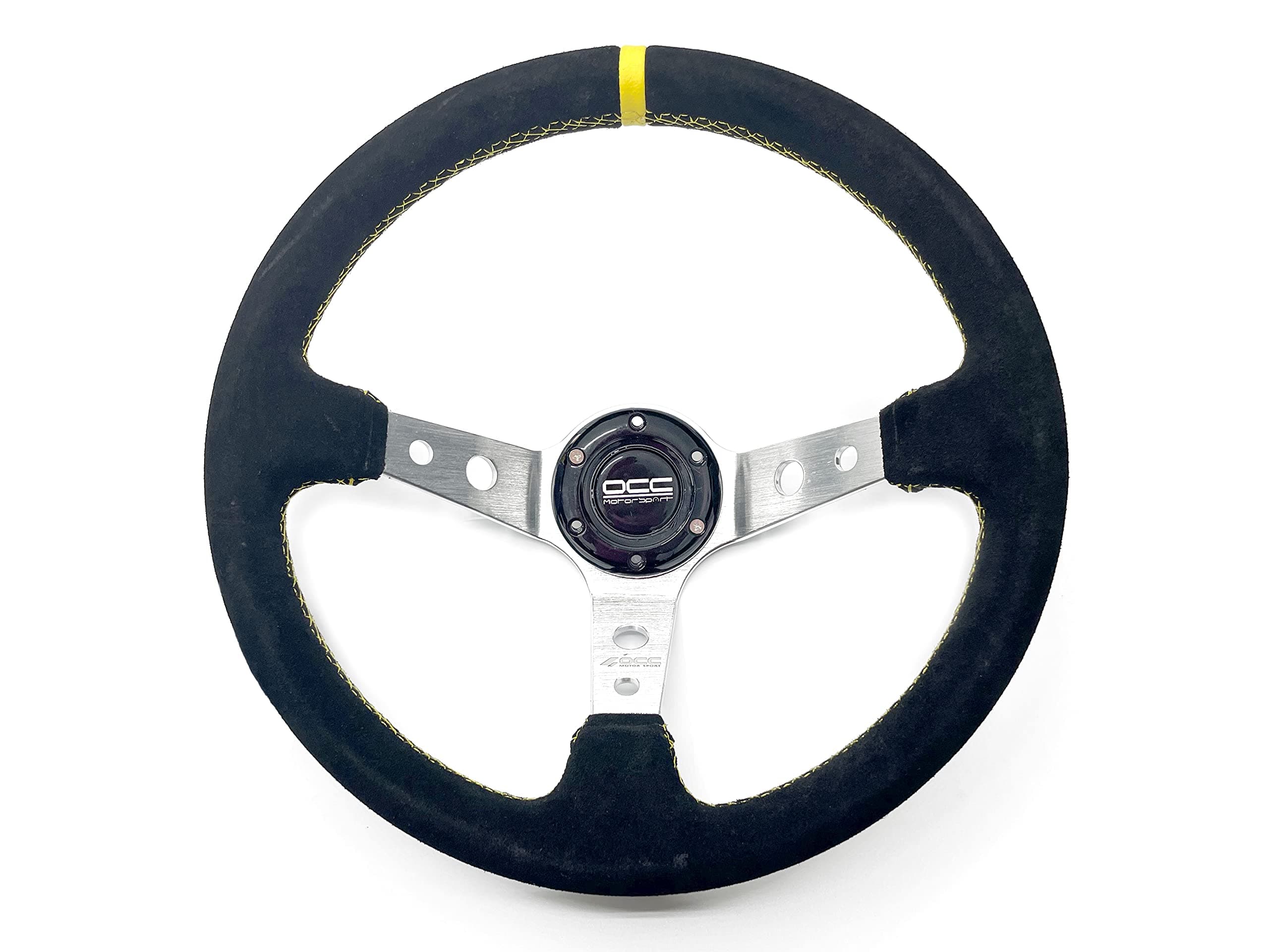 OFFSET STEERING WHEEL TRACK MODEL ALCANTARA SILVER ARMS - 90 MM FULL DISH WHEEL - 350MM (14 INCH)
