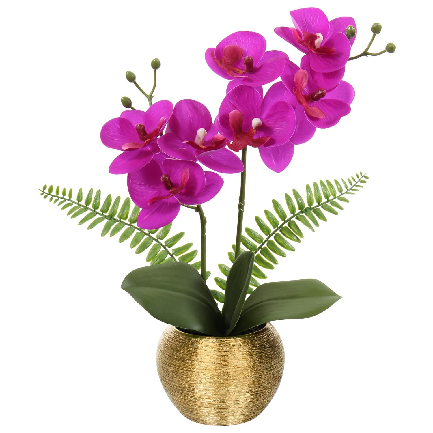 Briful Artificial Flowers Like Real Orchids Artificial Flowers Decorative Artificial Plant Phalaenopsis in Gold Pot Spring Flowers for Living Room Bathroom Office Decoration