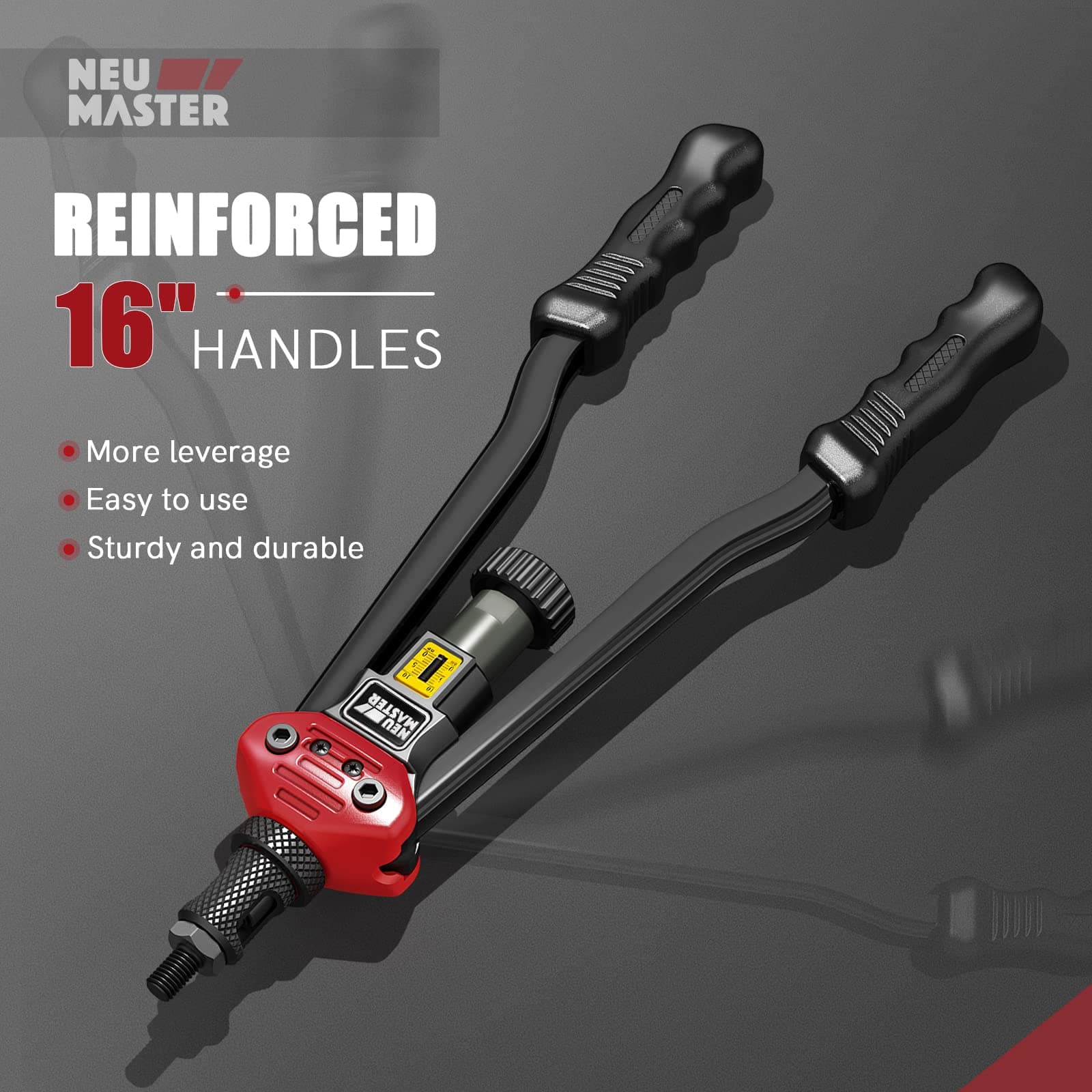 NEU MASTER Rivet Nut Tool, 16” Versatile Rivnut Tool Kit with 8 Metric & SAE Mandrels, 80Pcs Rivnuts, Hand Nutsert Rivet Tool Threaded Insert Riveter Set with Rugged Carry Case