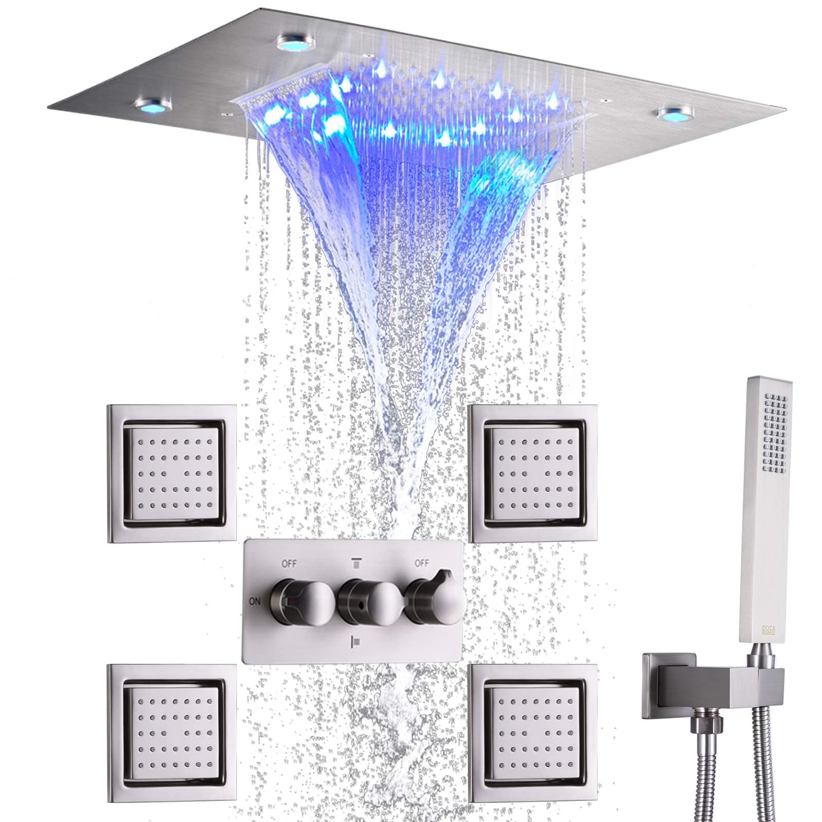 14X20 inch Waterfall And Rain LED Shower System