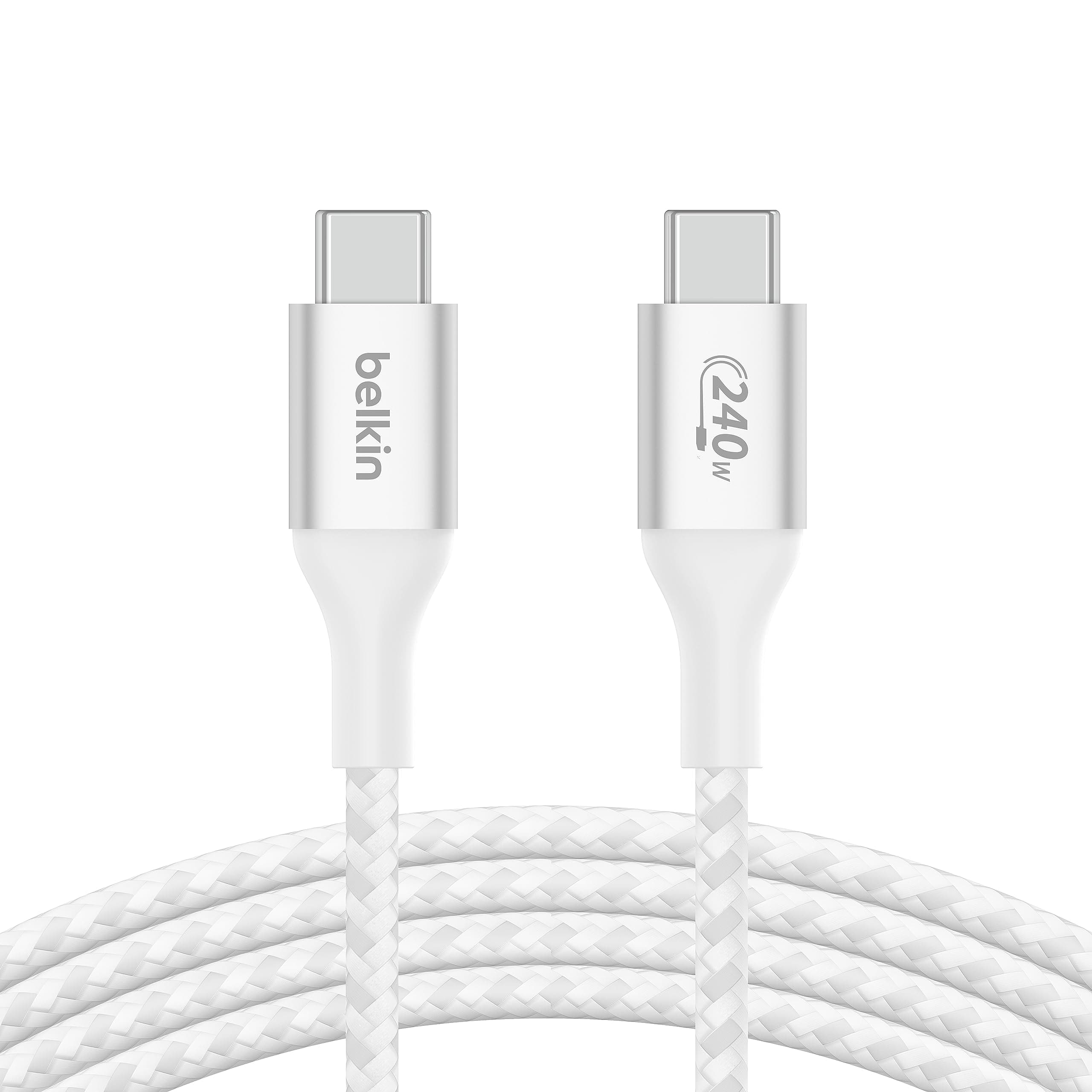BoostCharge USB-C to USB-C Power charger cable, USB-IF certified fast charging cable with 240W Power Delivery for iPhone 17, 16, 15, MacBook, Chromebook, Galaxy, iPad, Pixel & More - 1m, white