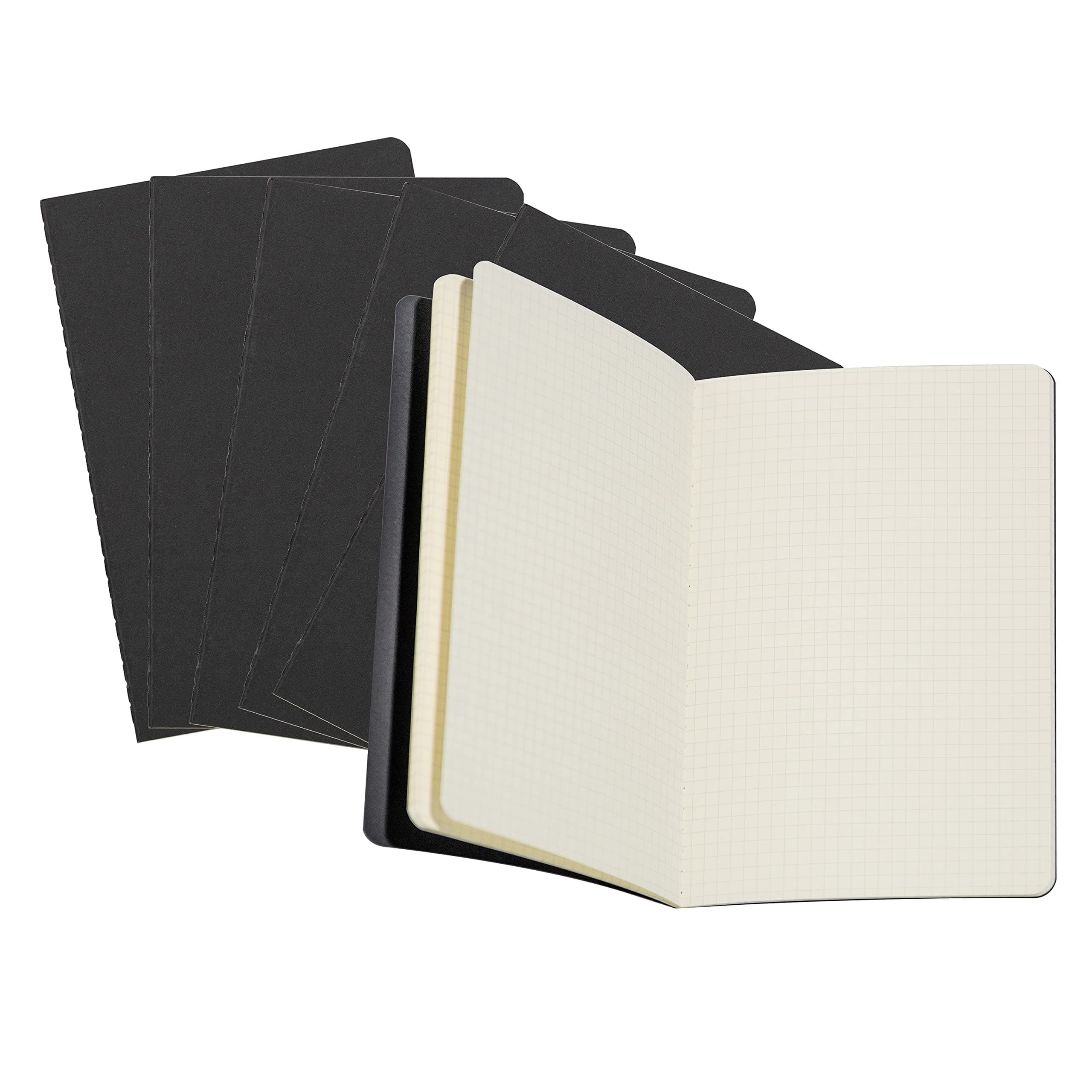 6 Pack Notebooks Journal - 60 Square Grid Page/30 Sheets, Premium Thick Paper Soft Cover Journal for Travel, Office, Work, Office, Home, School, Business Writing,5.5” x 8.3” (Black)