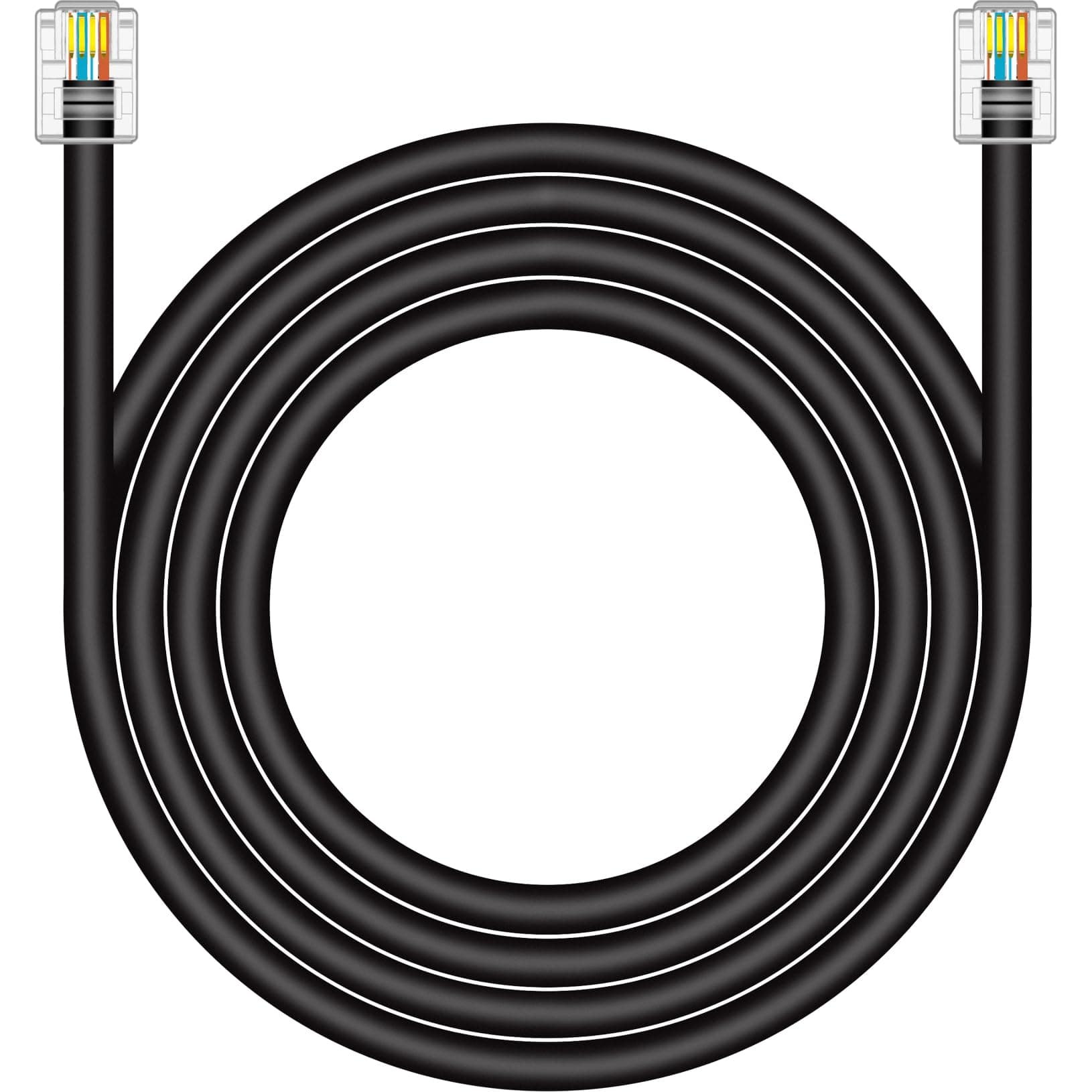 CAT5 RJ11 Data Cable DSL Cable 25ft High-Speed for DSL Modem Twisted Wire UTP RJ11 6P4C Male to Male Black - 25 Feet