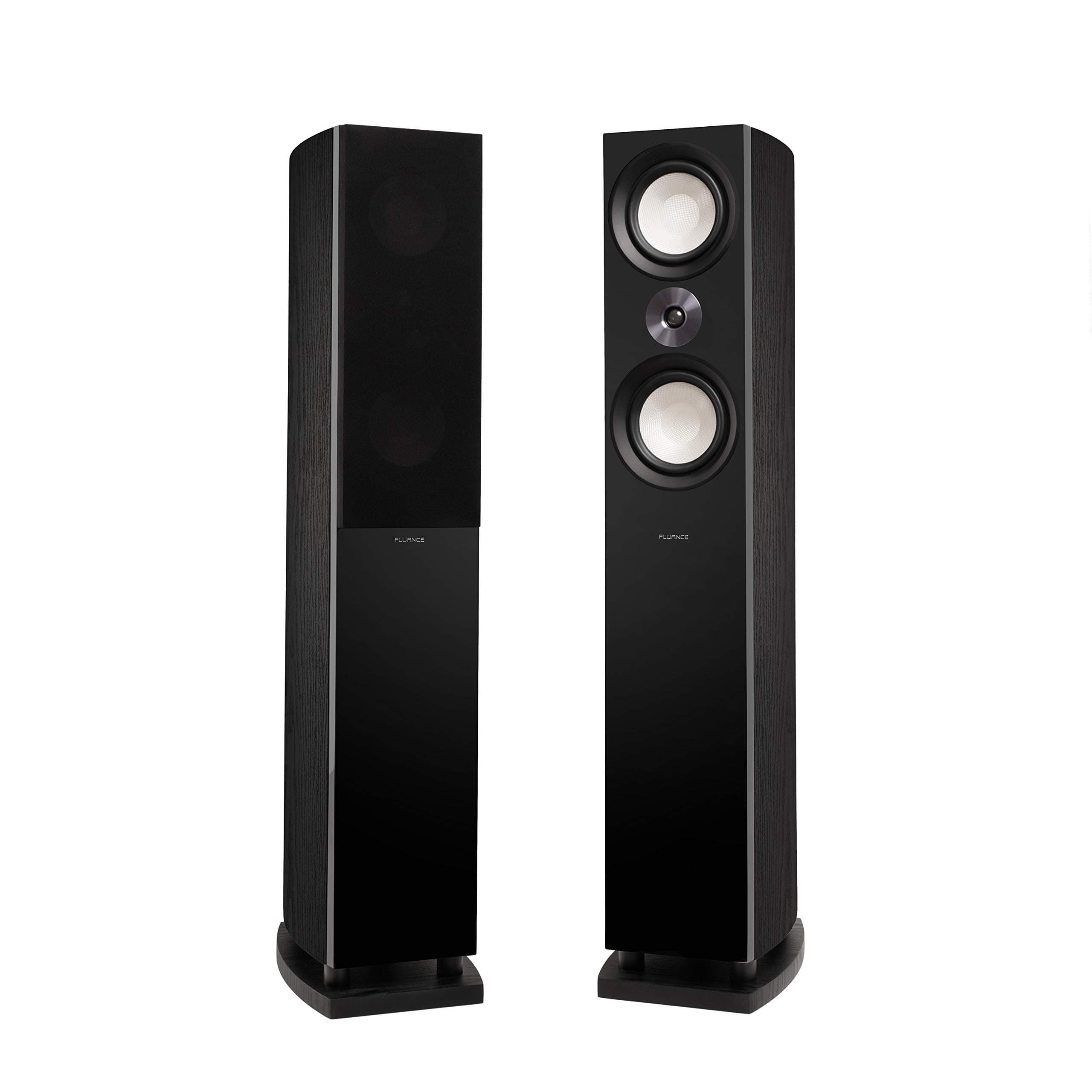 Fluance Reference High Performance 3-Way Floorstanding Loudspeakers with Down-firing 8" Subwoofers for 2-Channel Stereo Listening or Home Theater System - Black Ash/Pair (XL8F)