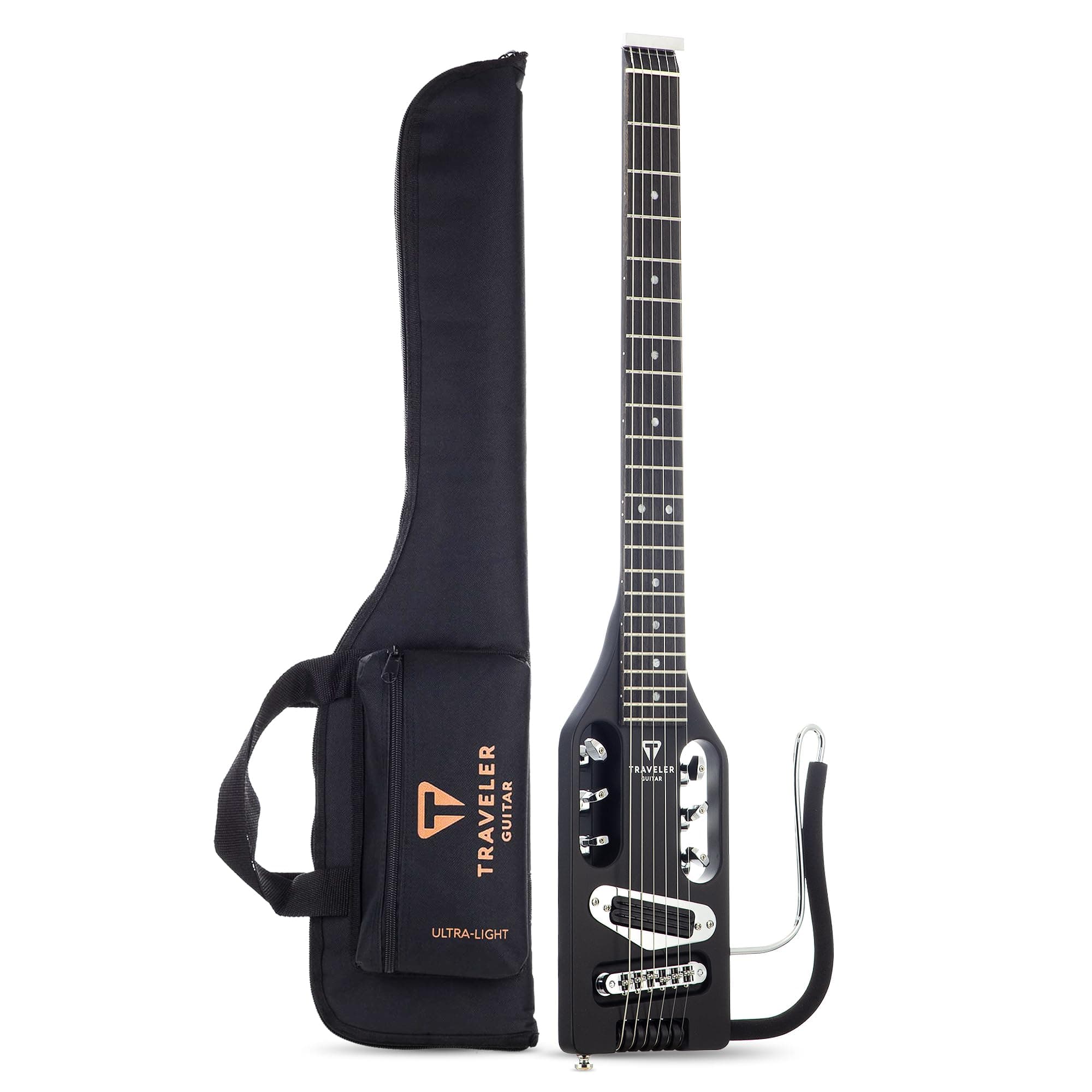 Ultra-Light Electric Guitar Matte Black | Portable Electric with Removable Lap Rest | Full 24 3/4" Scale Headless Guitar | Custom Gig Bag Included