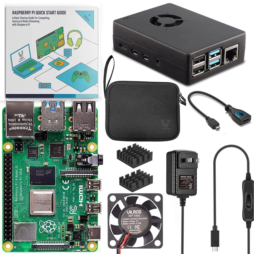 Raspberry Pi 4 4GB Basic Starter Kit with Fan-Cooled Heavy-Duty Aluminum Alloy Case