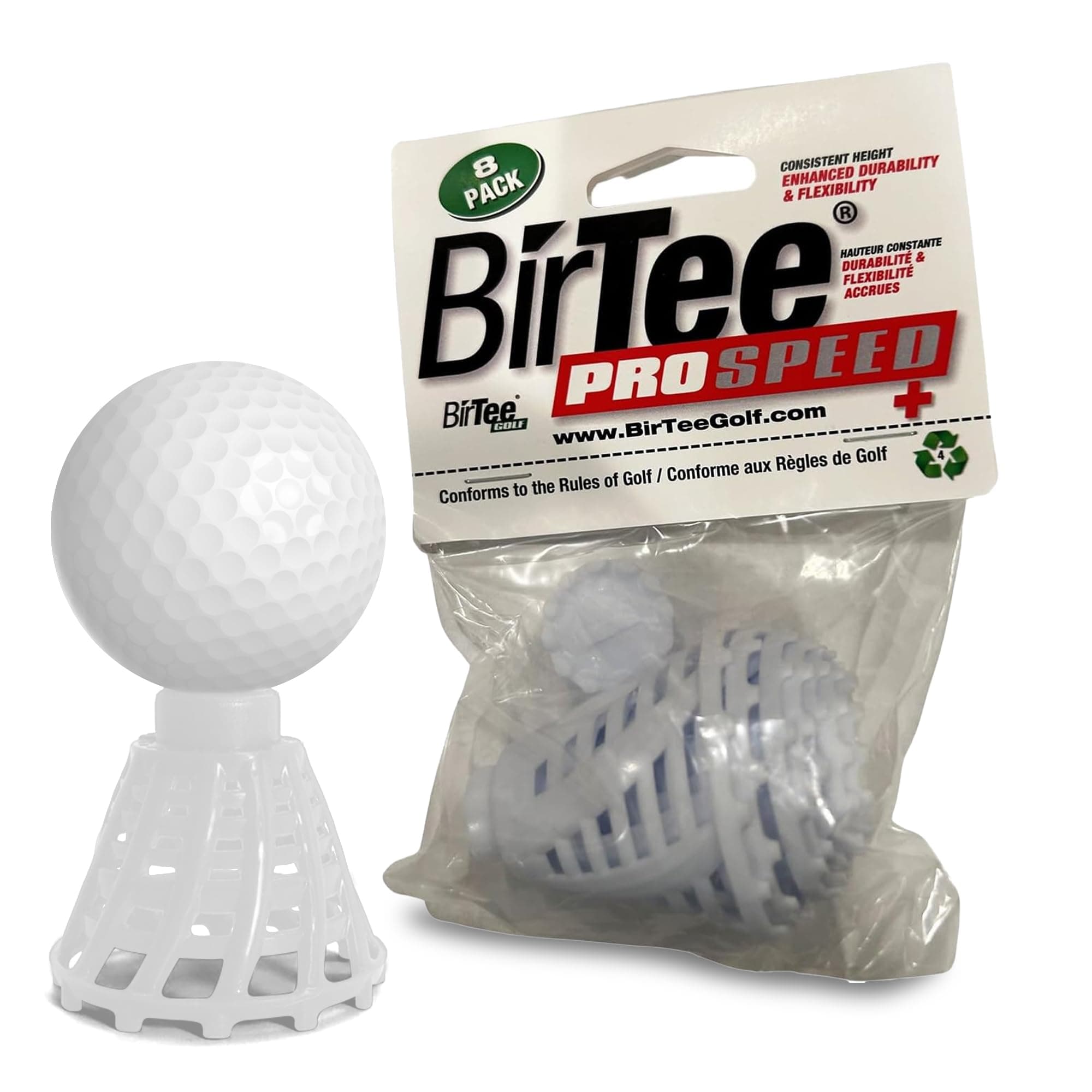 BirTee Golf Tees - PRO Speed Plus with Flexibility & Durability - 8 Pack. Indoor Golf Tees/Golf Simulator Tees/Winter Plastic Golf Tees