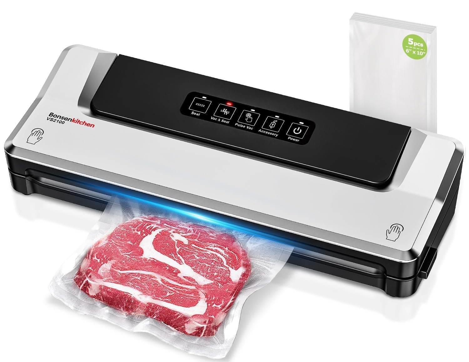 Bonsenkitchen Vacuum Sealer Machine Multiple Modes​​ | External Vacuum System, Silver​​