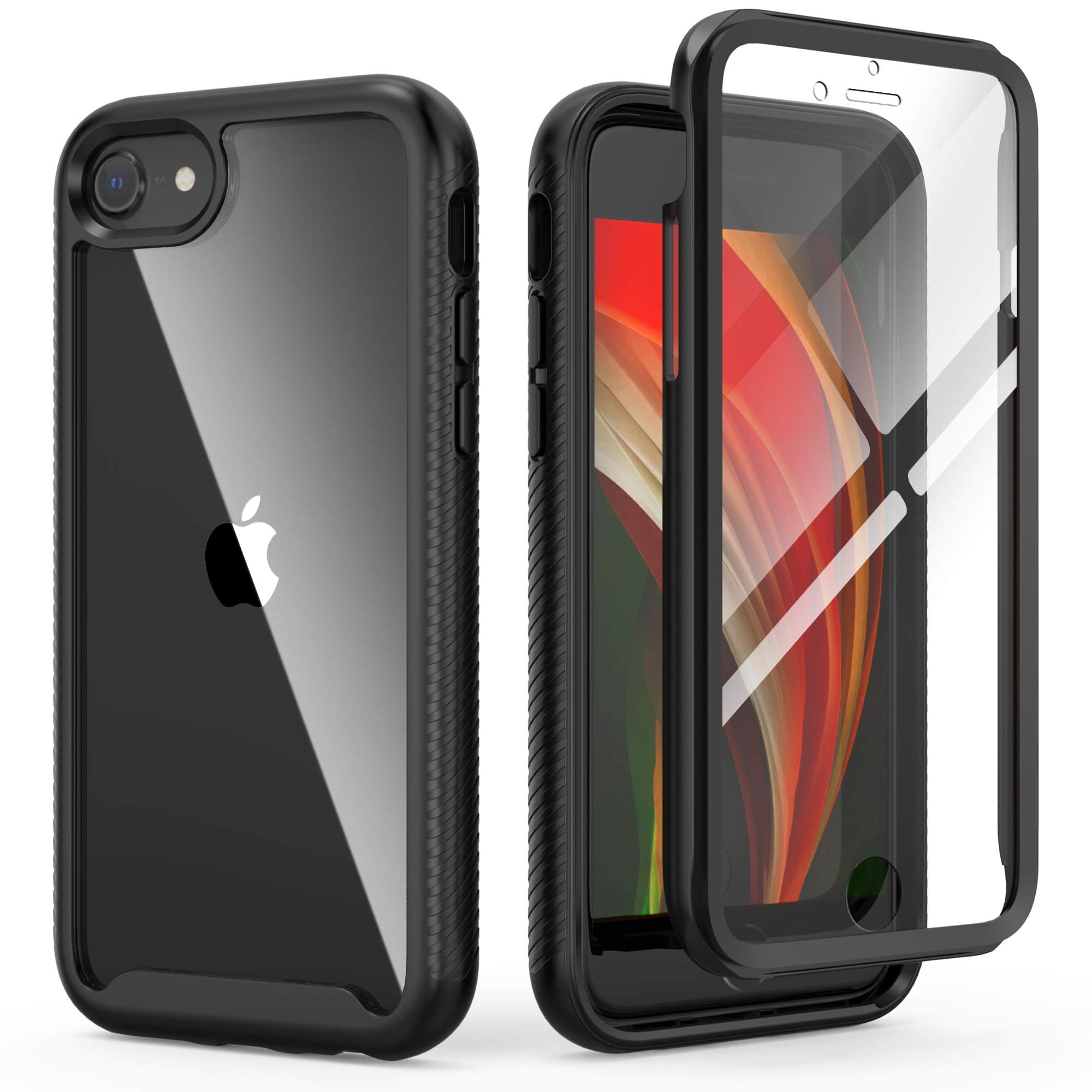 - for iPhone SE 2020 Case,for iPhone 8 & 7 & SE 2022 Case(SE 2nd/3rd),Slim Fit Full-Body Shock Absorption Sturdy Cover with Build in Screen Protector Heavy Duty Shock Resistant Hard Cover,Black