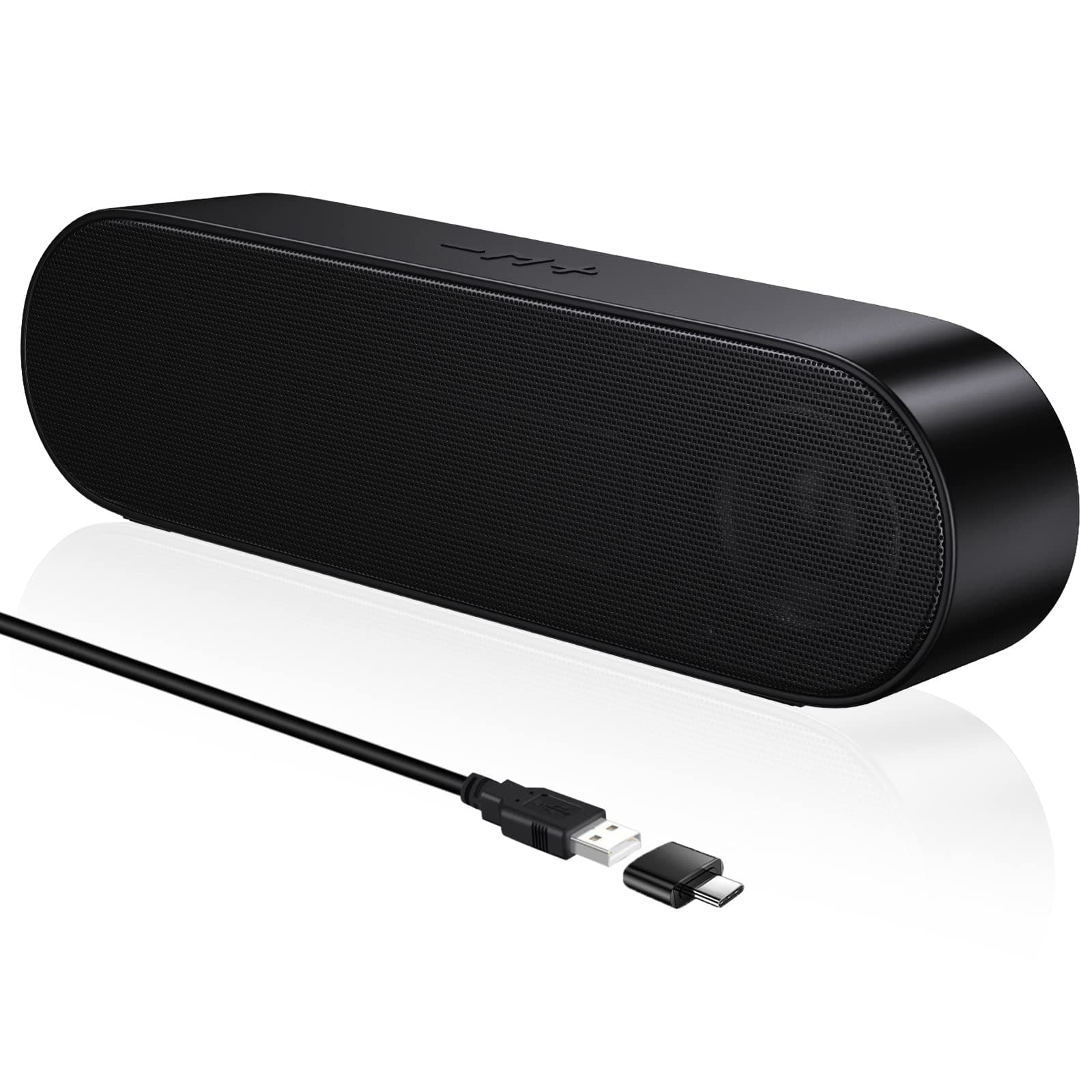 USB Computer Speakers, Portable PC Speaker for Desktop, Laptop, Notebook, Wired Mini Soundbar Speakers with Loud Volume, Volume Control and Mute Button, Plug and Play