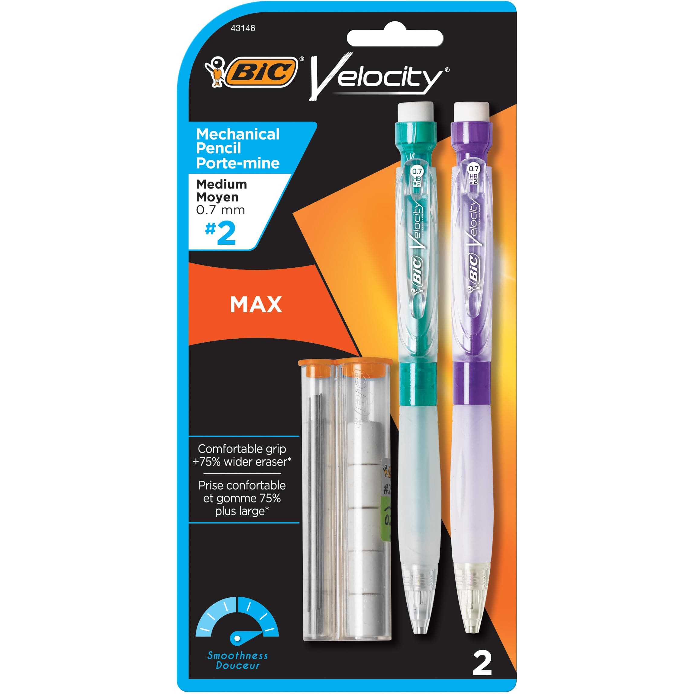 Velocity Max Mechanical Pencil, Medium Point (0.7mm), 2-Count, Black