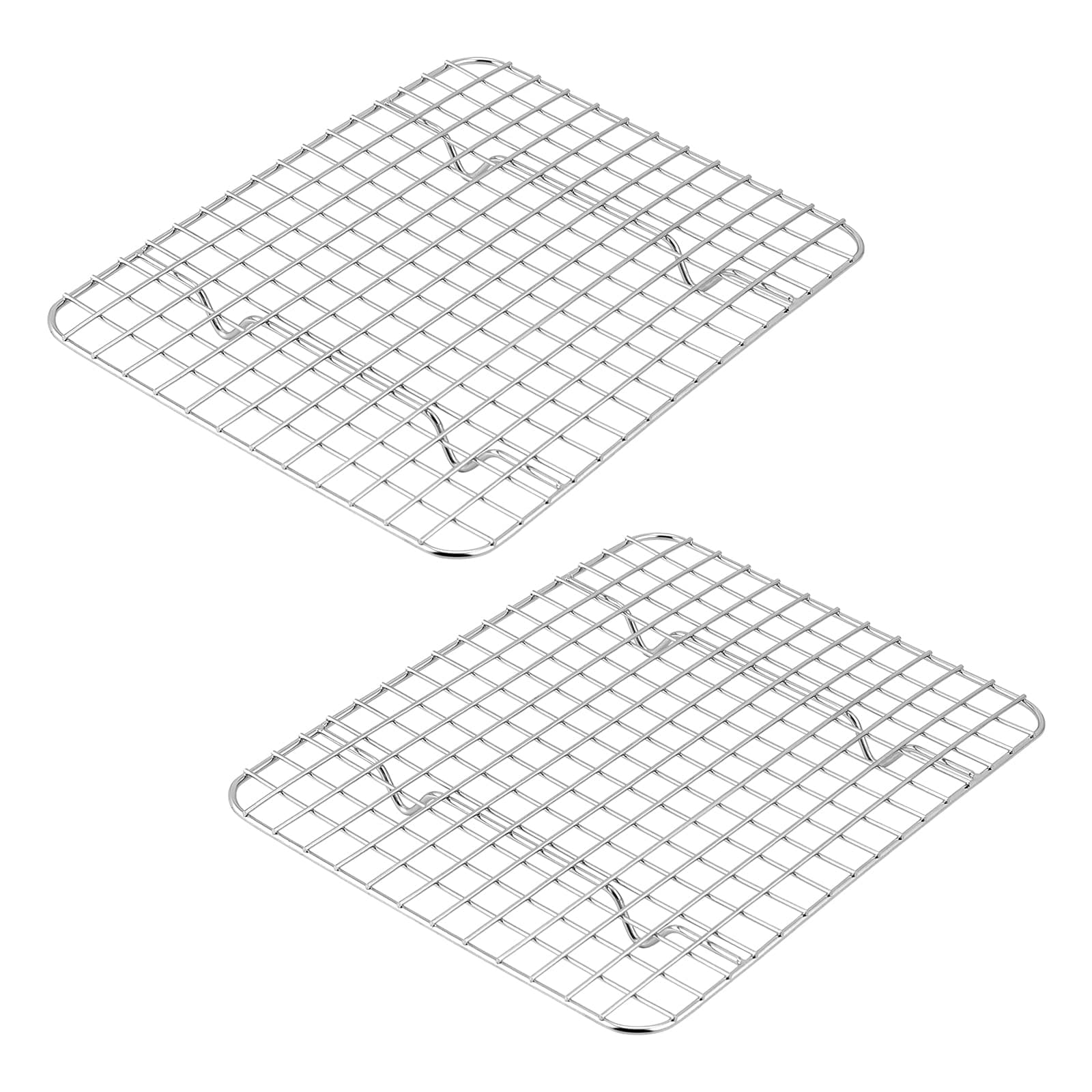 E-far Small Baking Cooling Rack Set of 2, Stainless Steel Toaster Oven Rack for Cooking Roasting Grilling Broiling Meat Bacon, 9.7” x 7.3” Metal Bakeable Wire Rack for Cookie Cake - Dishwasher Safe