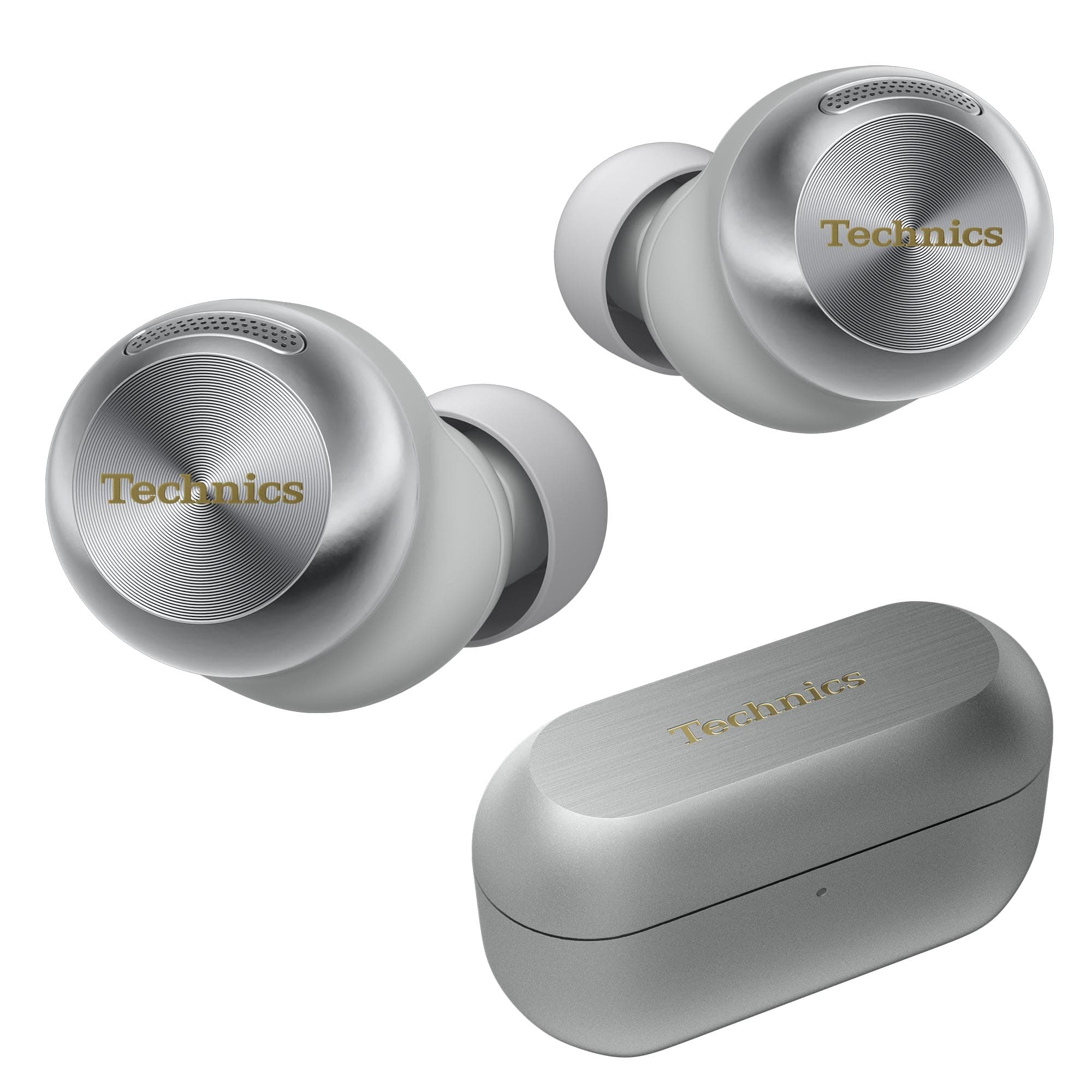 Technics Reference Class Hi-Fi Wireless Earbuds, Dolby Atmos with Head Tracking, Adaptive Noise Cancelling, 3 Device Multipoint, 10-hr Battery, Wireless Charging, Improved Fit - EAH-AZ100-S (Silver)