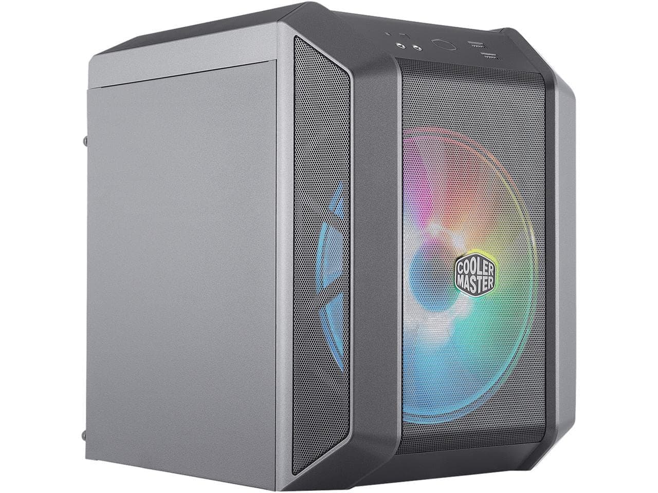 Cooler Master MasterCase H100 Mini-ITX PC Case with 200mm RGB Fan, Fine Mesh Front Panel, Built-in Handle & RGB Lighting Control