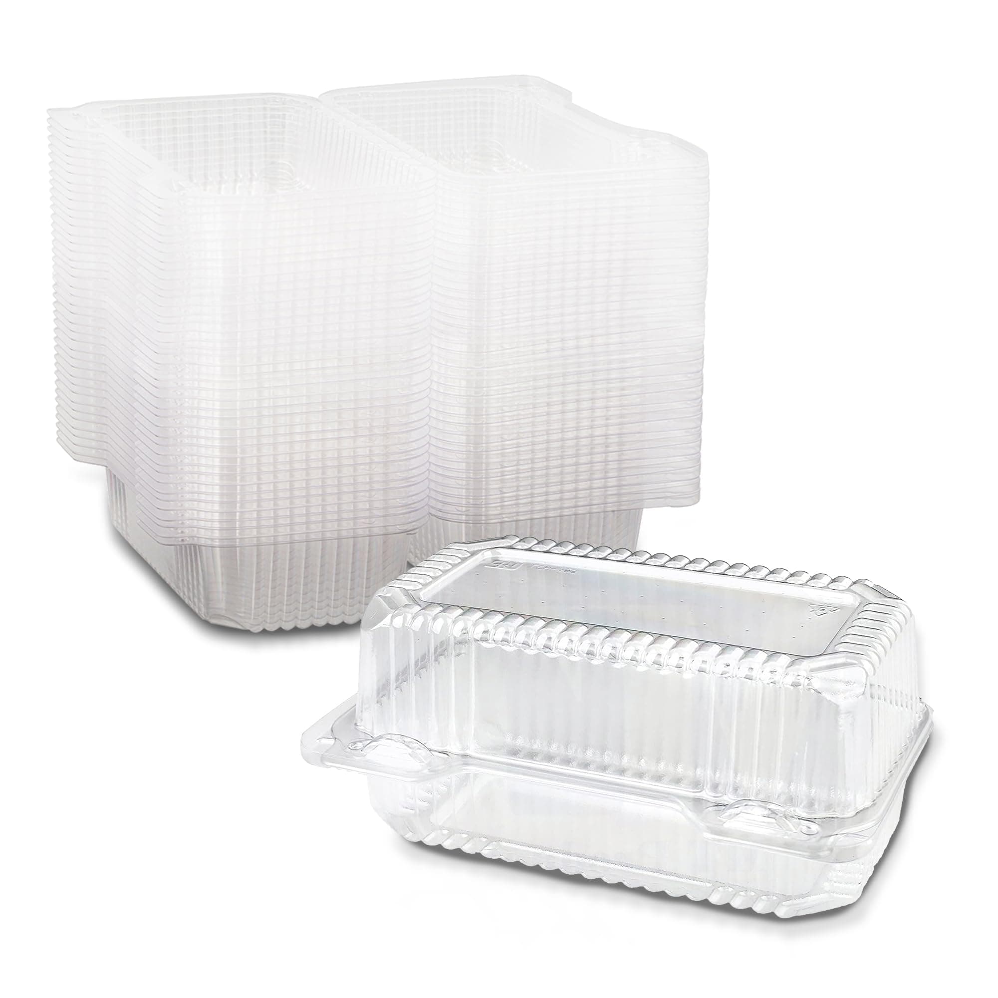 MT Products Disposable Plastic Hinged Loaf Containers - Small Hoagie Container