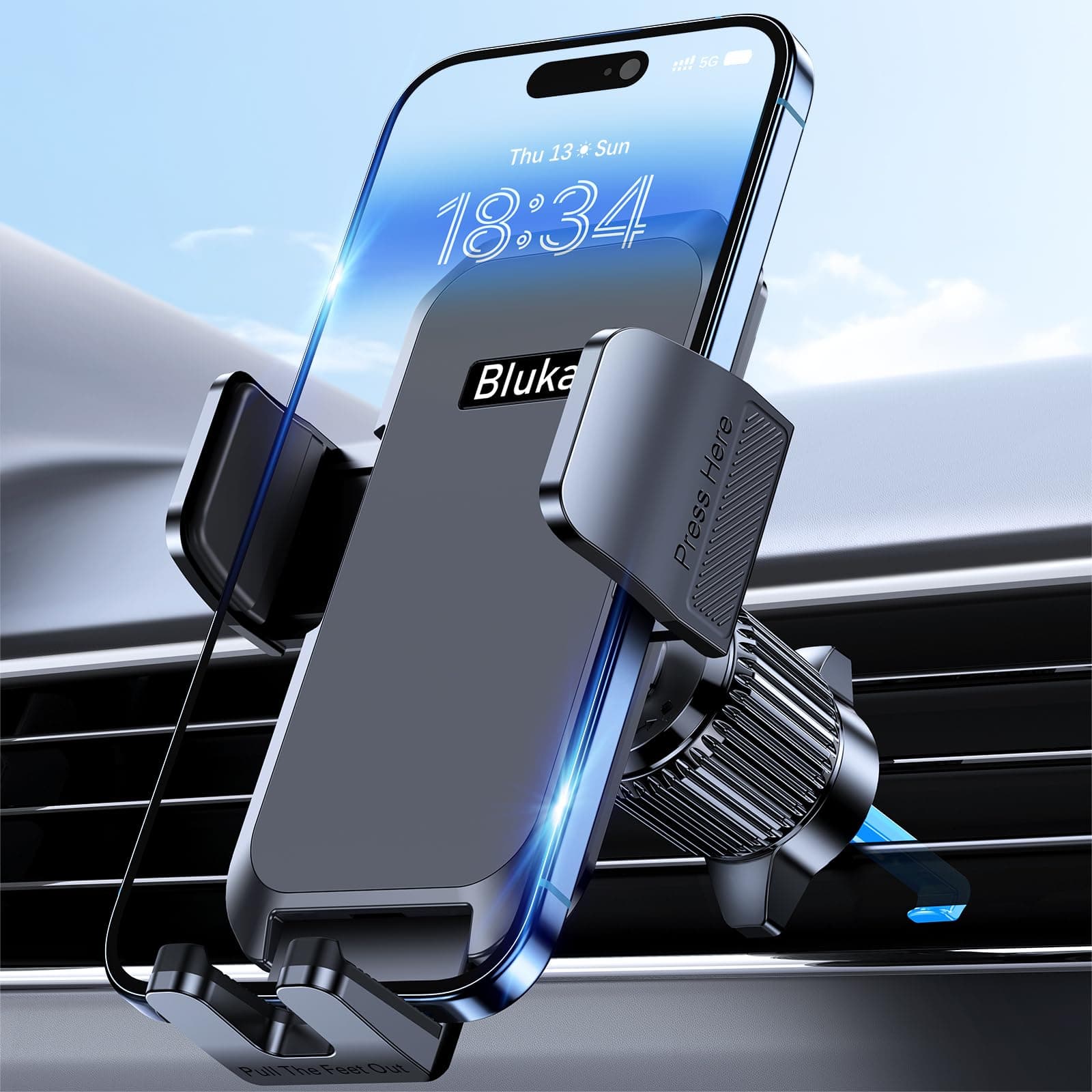 Blukar Car Phone Holder, Air Vent Car Phone Holder [Upgraded Clip & 360° Rotation & One Button Release] Compatible with Smartphone/GPS 4.0-7.0 Inches