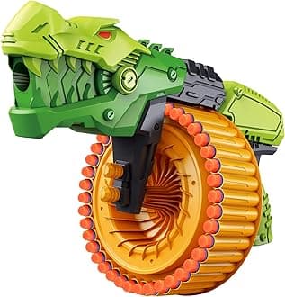 - Toy Gun Toy Foam Blasters with 120 Foam Bullets, 40-Dart Rotating Drum, Foam Dart Gun Shooting Game for Indoor Outdoor Activity, Dinosaur Toys Birthday Xmas Gifts for Kids, Teens, Adults 6+