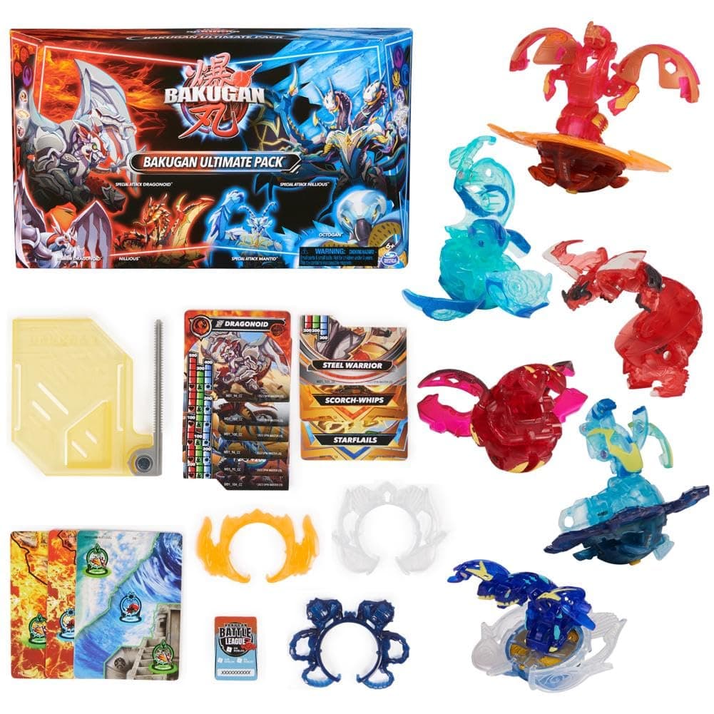 Bakugan Ultimate 6-Pack, Special Attack Dragonoids, Nillious, Mantid, Octogan; Customizable, Spinning Action Figures, Kids Toys for Boys and Girls 6 and up
