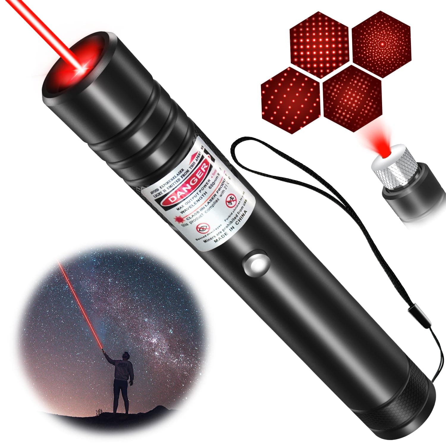 [Professional] Rechargeable Red Laser Pointer High Power Red Beam Laser Light Long Distance Range For TV/LED/LCD Screens Tactical Flashlights Presentation Office/Outdoors/Astronomic/Construction [001]