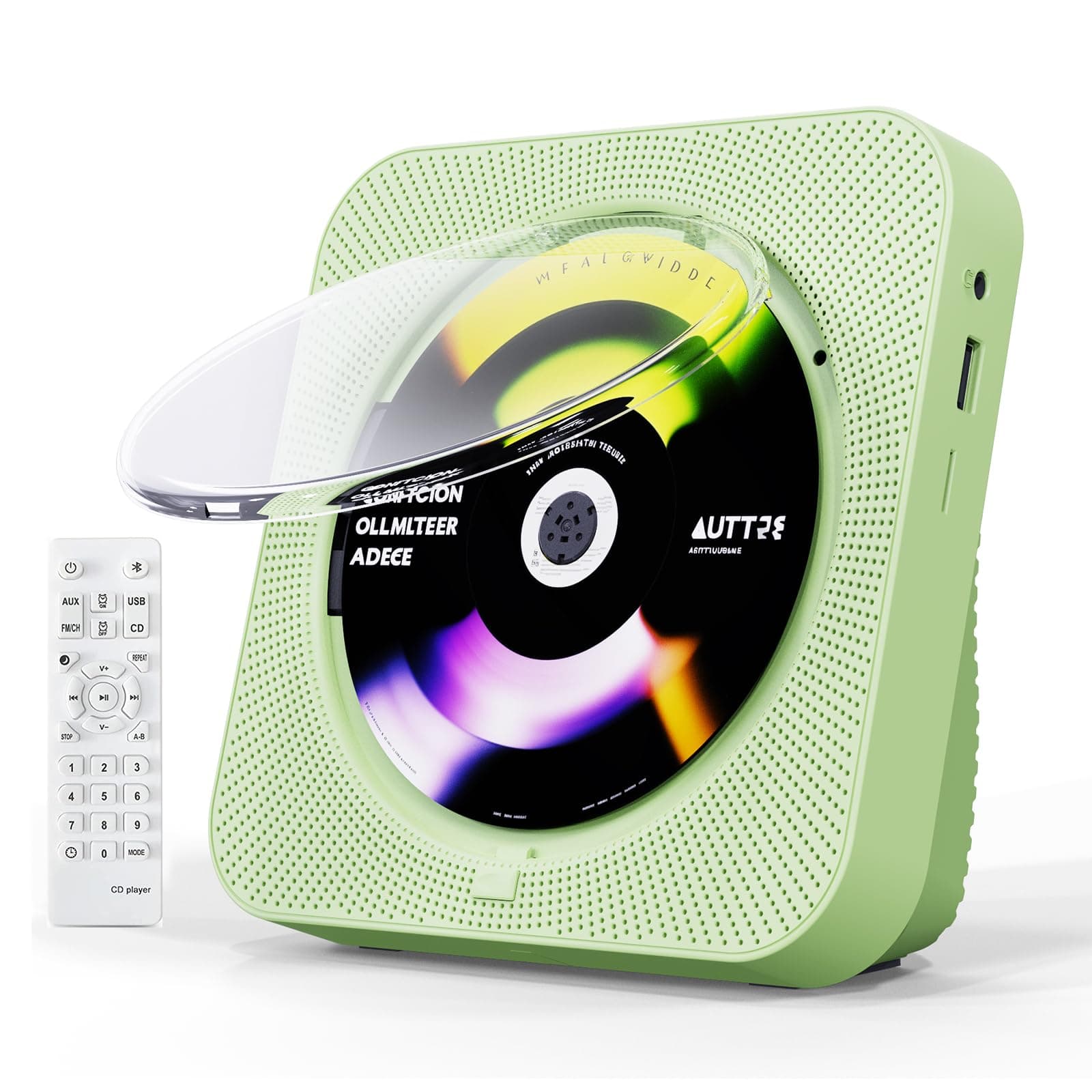 CD Player Portable Bluetooth 5.1 Desktop CD Player with HiFi Sound Speakers,Remote Control,Dust Cover,LED Display,Boombox FM Radio,USB/AUX for Home,Kids (Green)