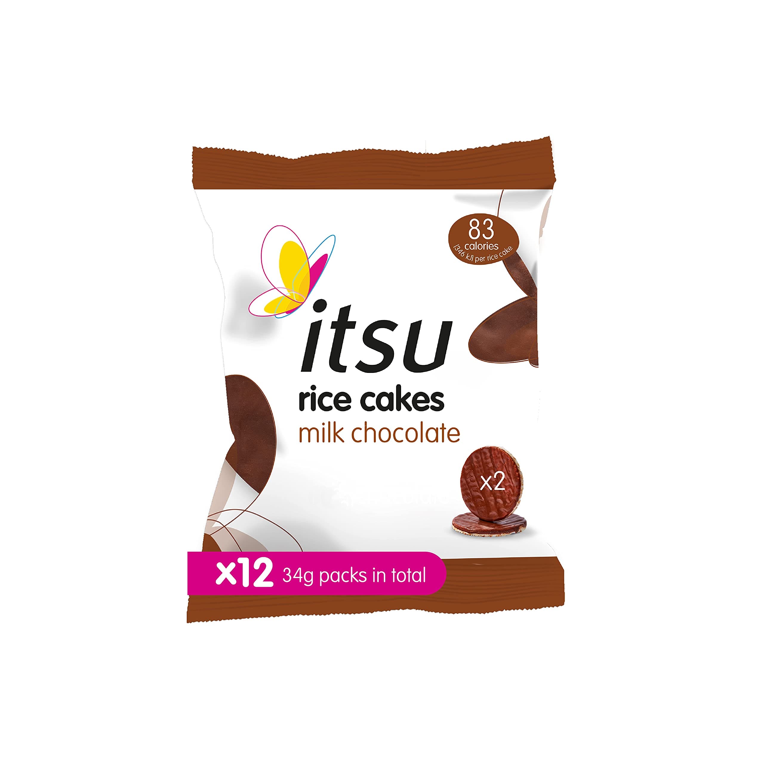 Milk Chocolate Rice Cakes Healthy Snack, 34 g, Pack of 12