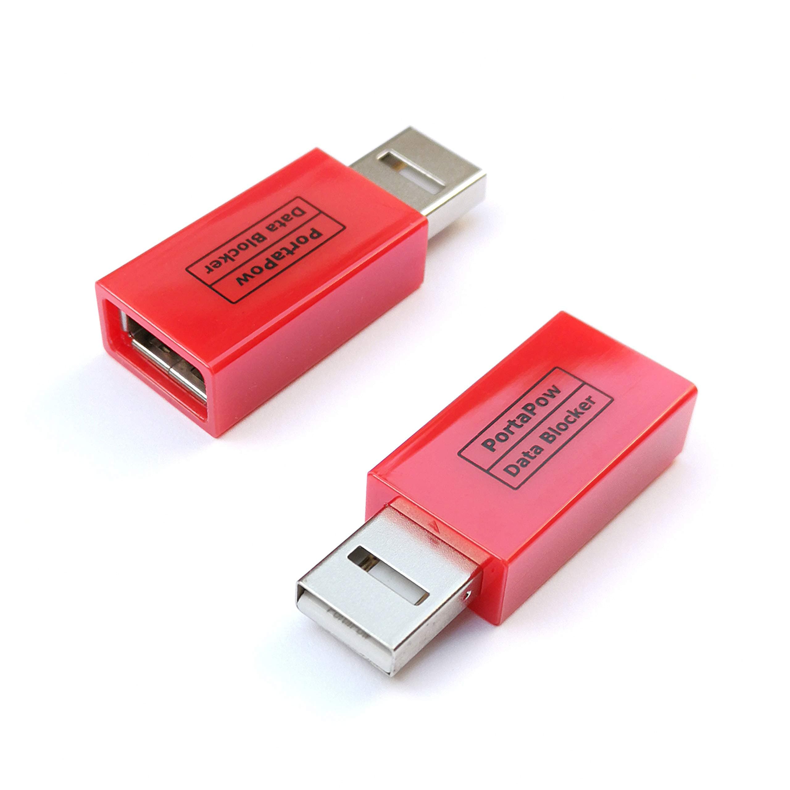 PortaPow 3rd Gen USB Data Blocker (Red 2 Pack) - Protect Against Juice Jacking